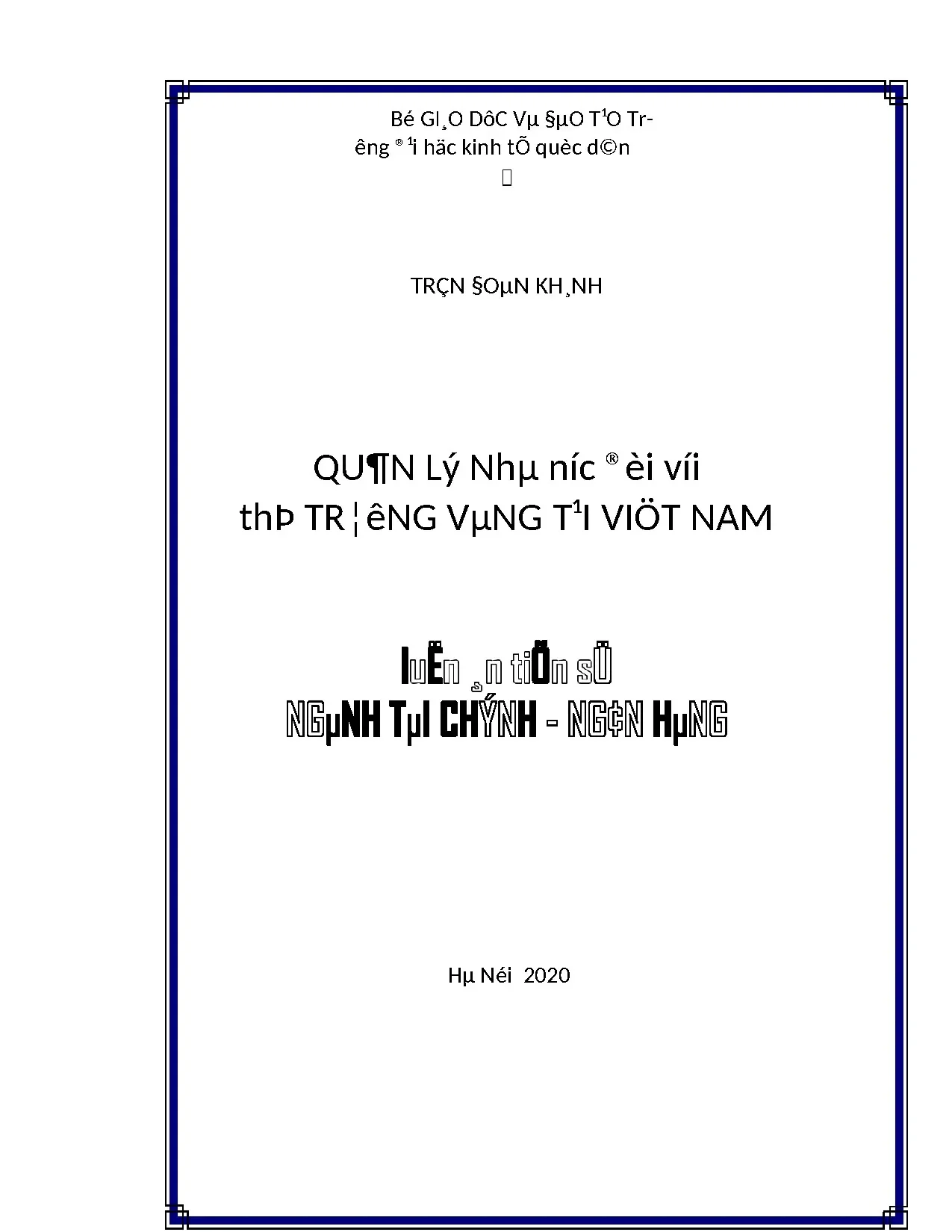 Luận án tiến sĩ quản lý nhà nước đối với thị trường vàng tại