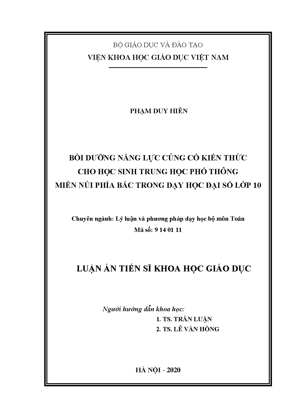 Luận án tiến sĩ bồi dưỡng năng lực củng cố kiến thức cho học
