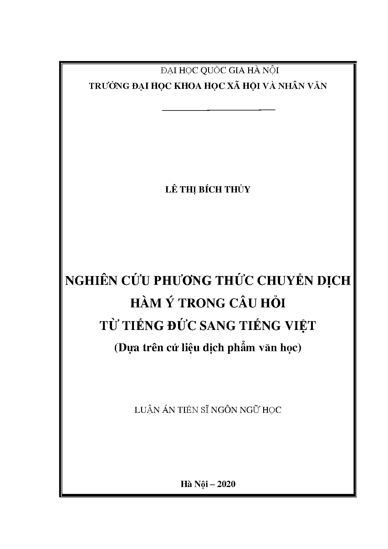 Luận án tiến sĩ nghiên cứu phương thức chuyển dịch hàm ý tro