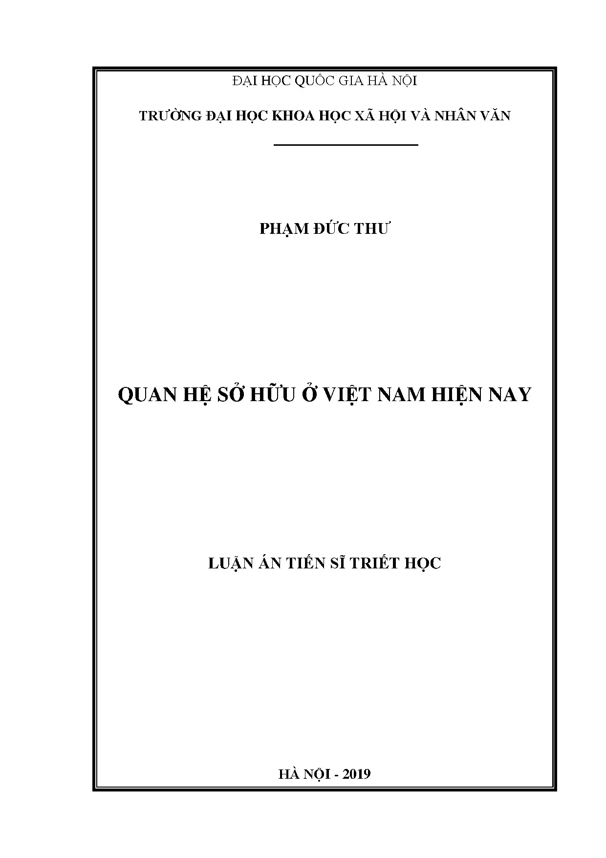 Quan hệ sở hữu ở Việt Nam hiện nay: Luận án Tiến sĩ