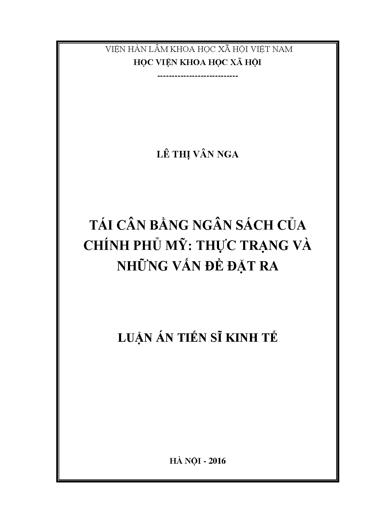 Luận án tiến sĩ tái cân bằng ngân sách của chính phủ mỹ thực