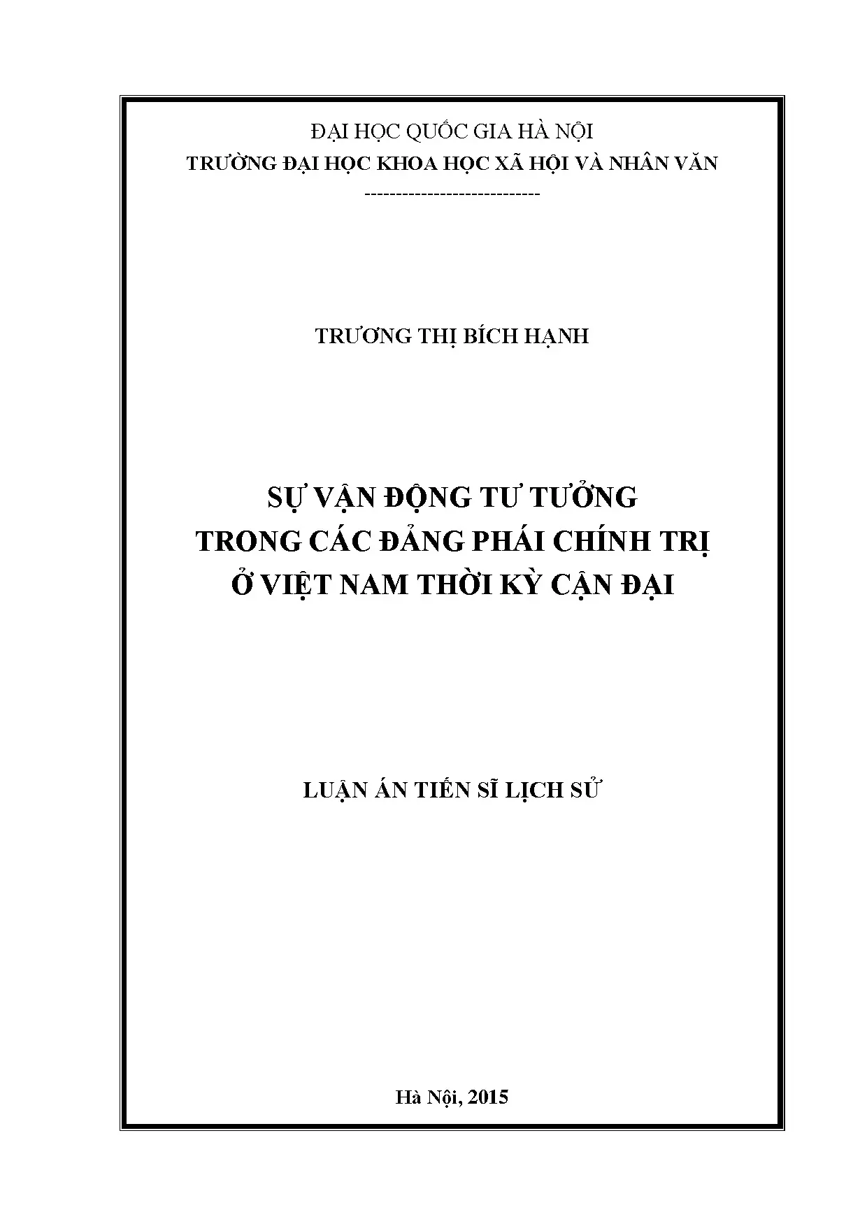 Vận động tư tưởng đảng phái chính trị Việt Nam thời cận đại