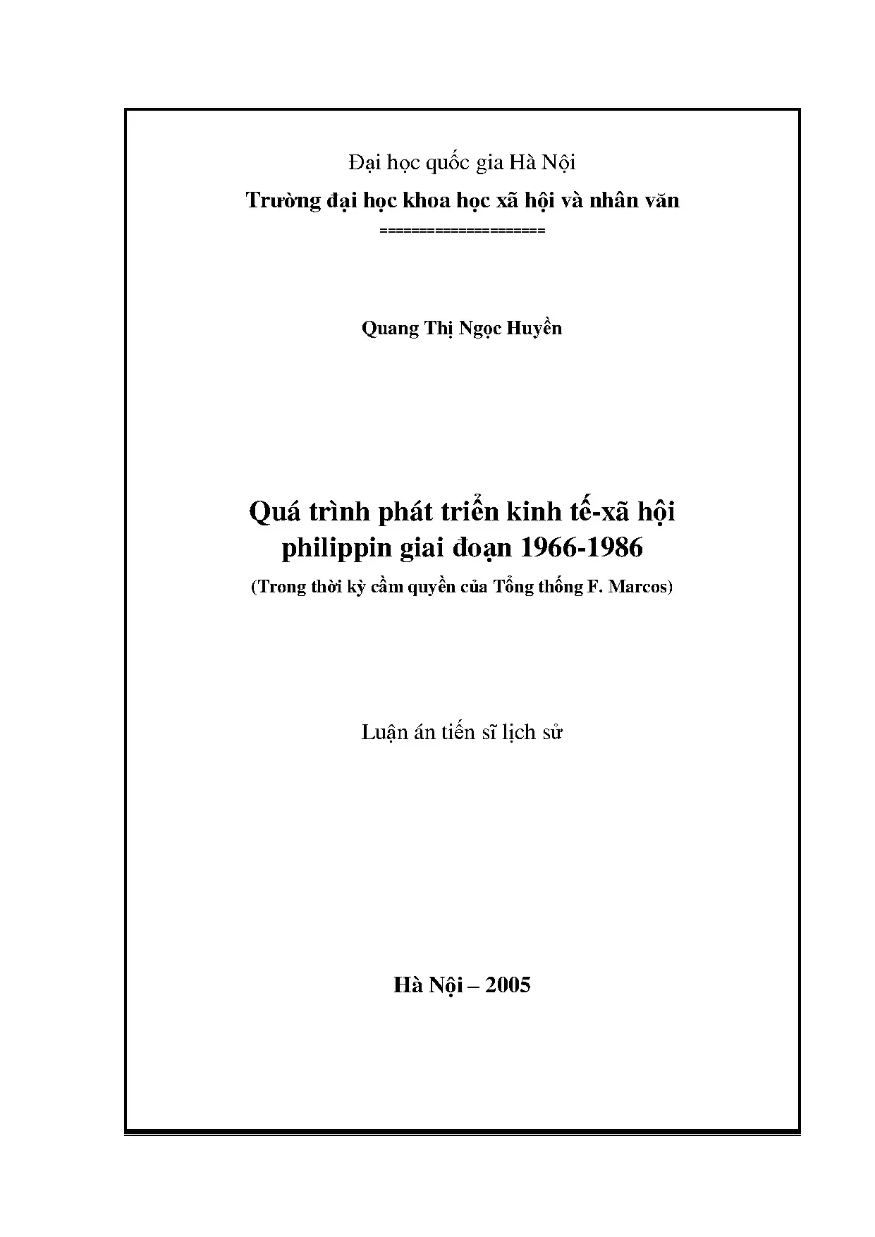 Luận án tiến sĩ quá trình phát triển kinh tế xã hội philippi