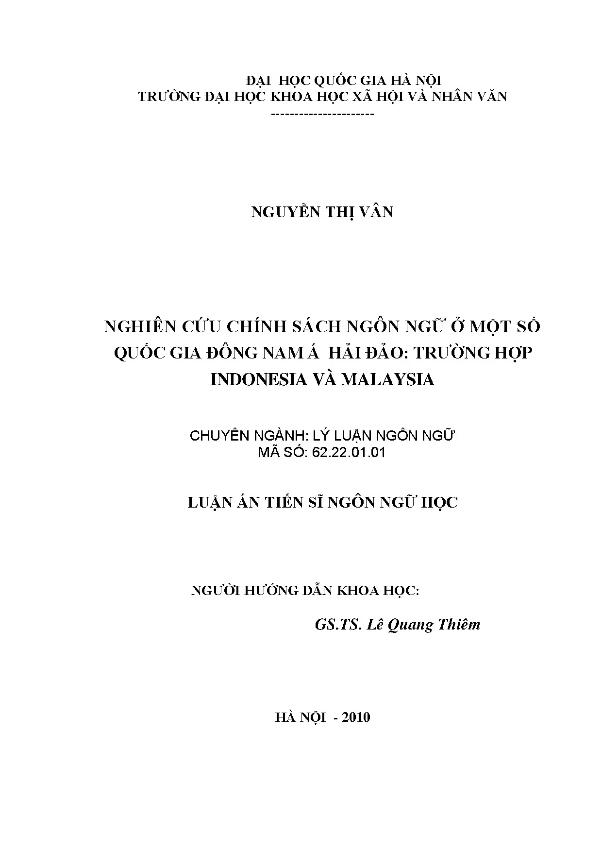 Luận án tiến sĩ nghiên cứu chính sách ngôn ngữ ở một số quốc