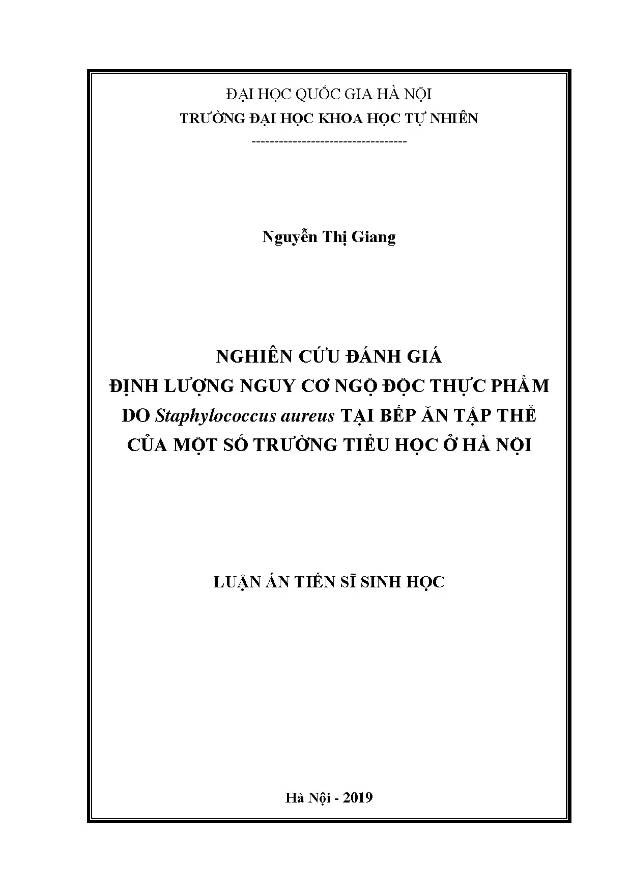 Luận án tiến sĩ nghiên cứu đánh giá định lượng nguy cơ ngộ đ