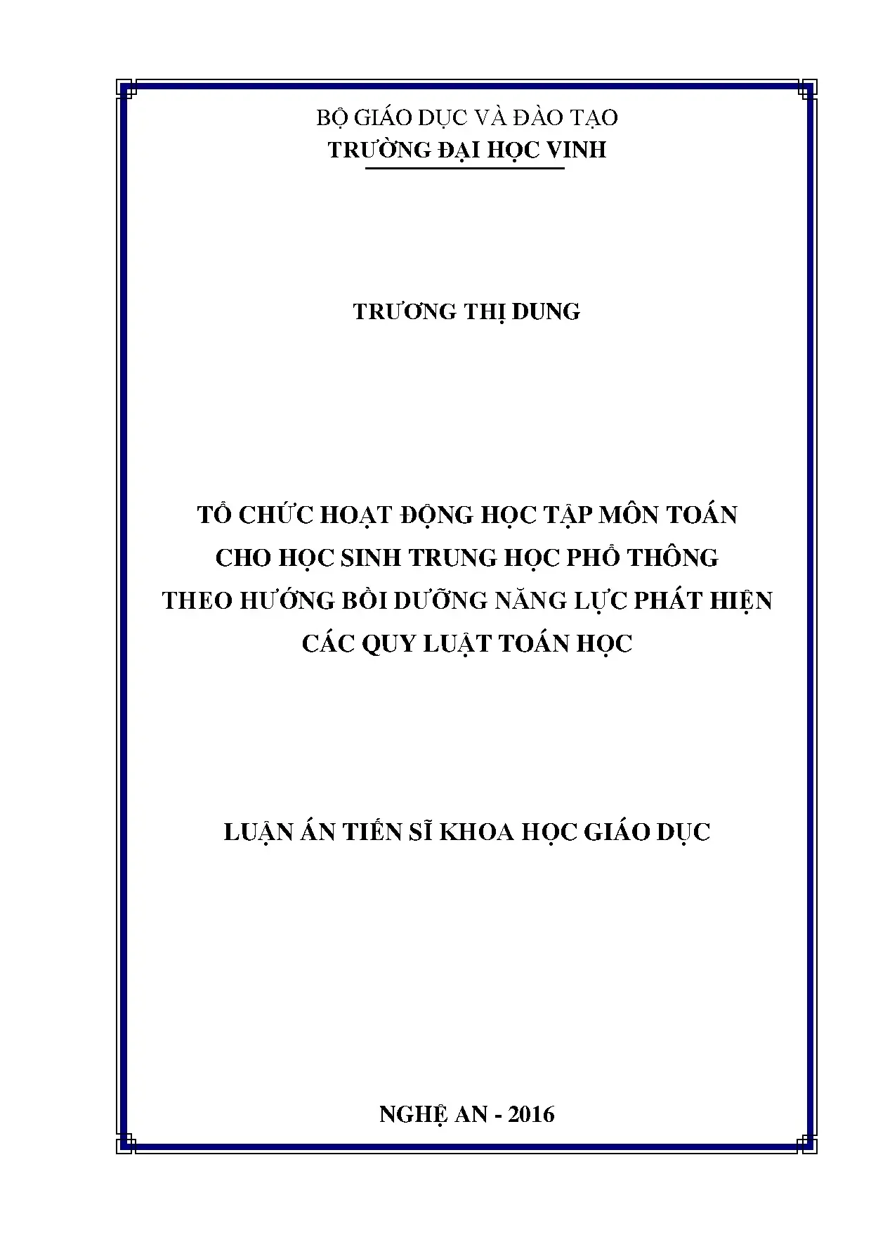 Luận án tiến sĩ tổ chức hoạt động học tập môn toán cho học s