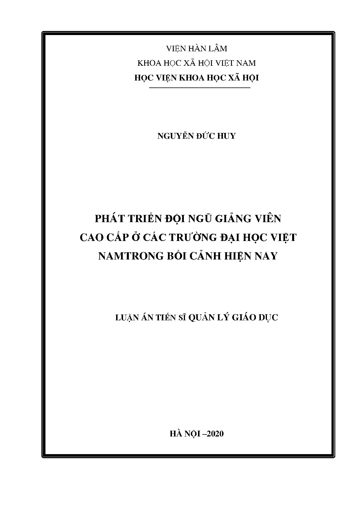 Luận án phát triển đội ngũ giảng viên cao cấp đại học Việt Nam