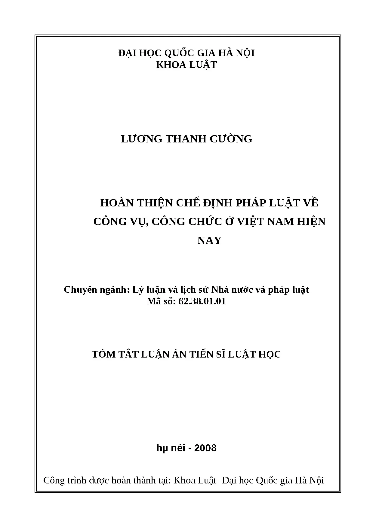 Hoàn thiện chế định pháp luật công vụ, công chức Việt Nam