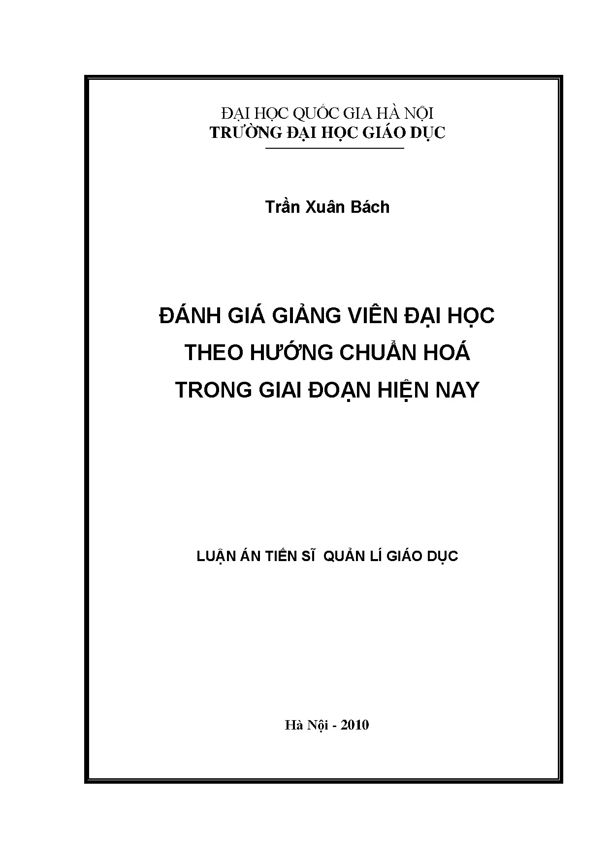 Chuẩn hóa đánh giá giảng viên đại học trong quản lý giáo dục