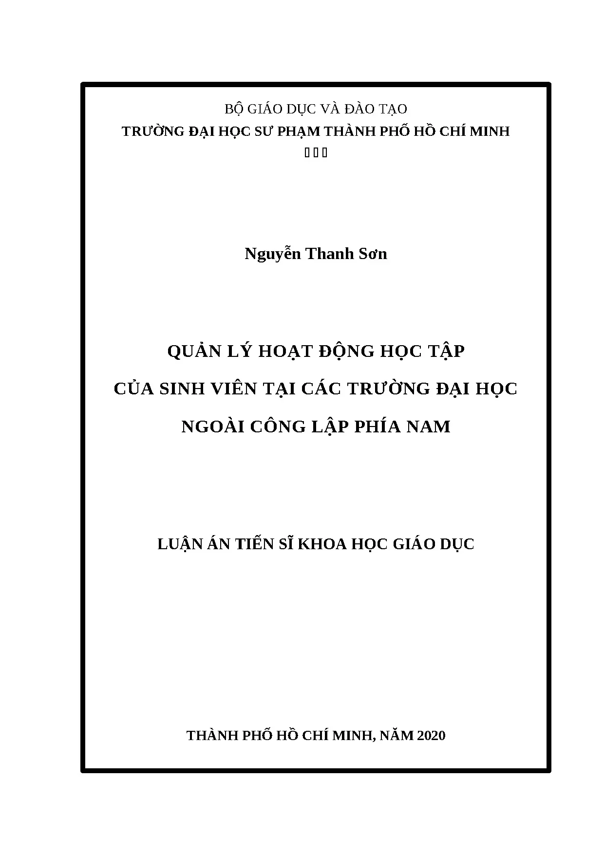 Quản lý hoạt động học tập SV ĐH ngoài công lập phía Nam