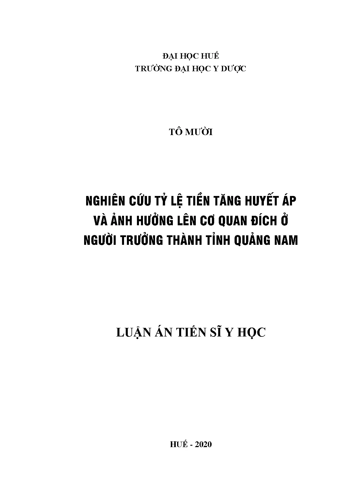Luận án tiến sĩ nghiên cứu tỷ lệ tiền tăng huyết áp và ảnh h
