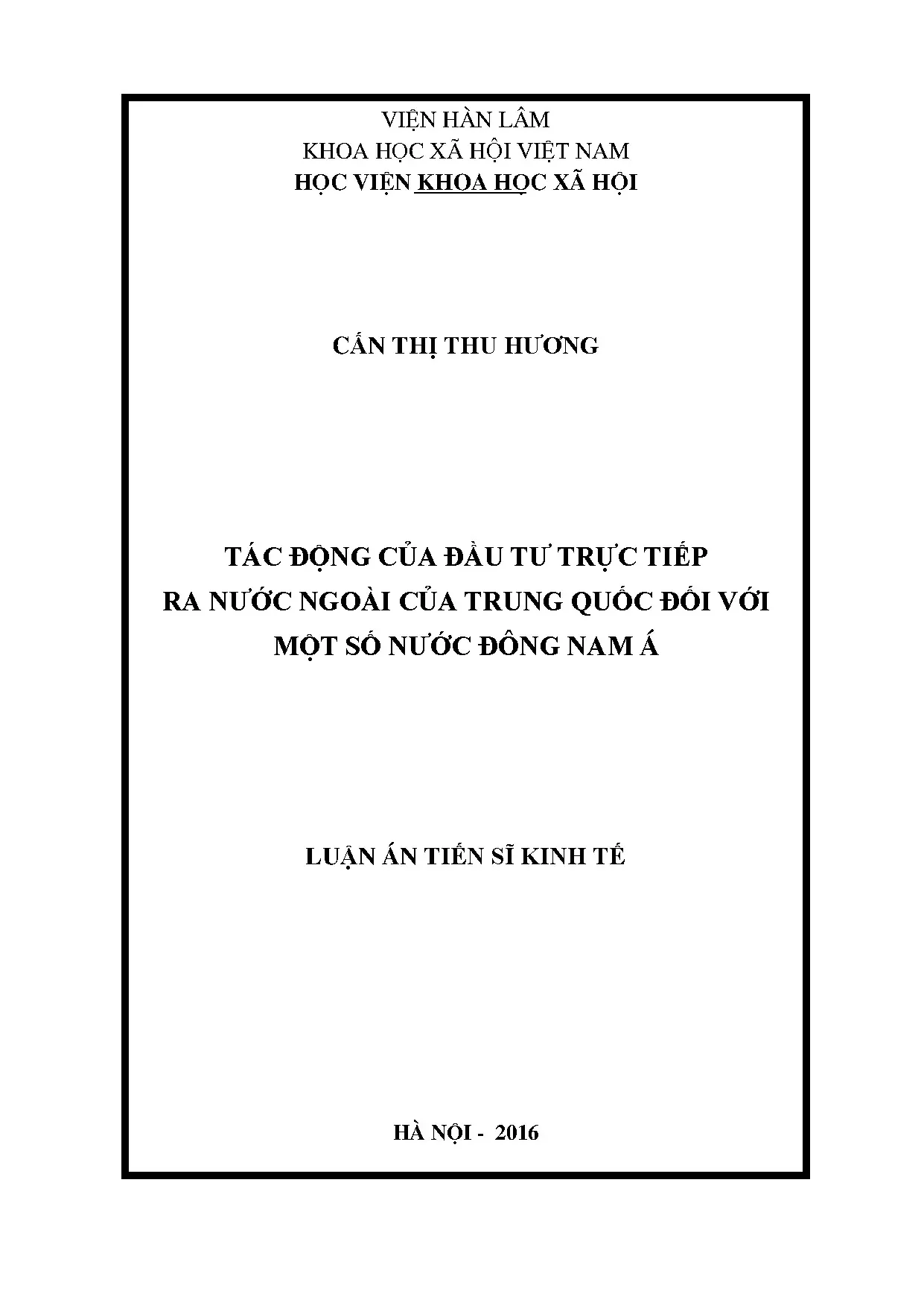 Tác động FDI Trung Quốc tới Đông Nam Á và Việt Nam