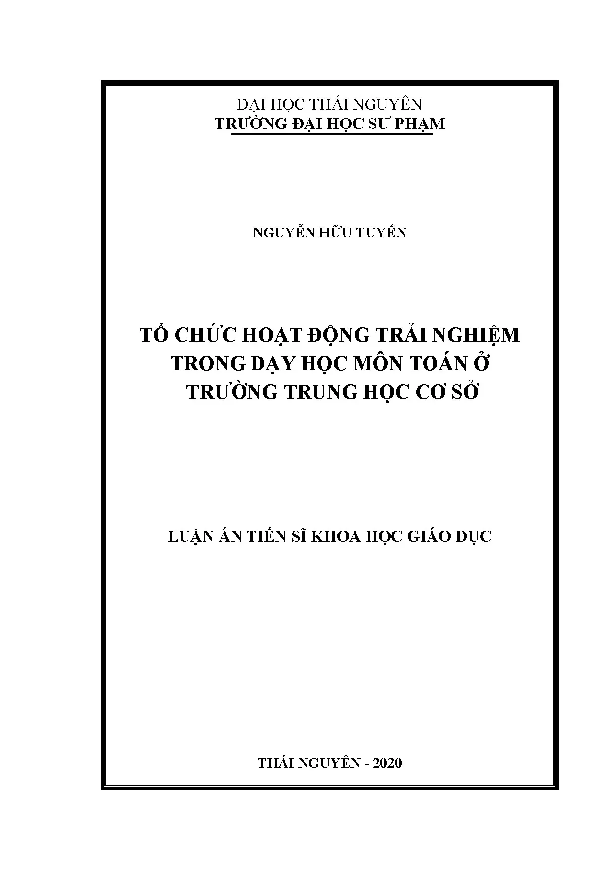 Luận án tiến sĩ tổ chức hoạt động trải nghiệm trong dạy học