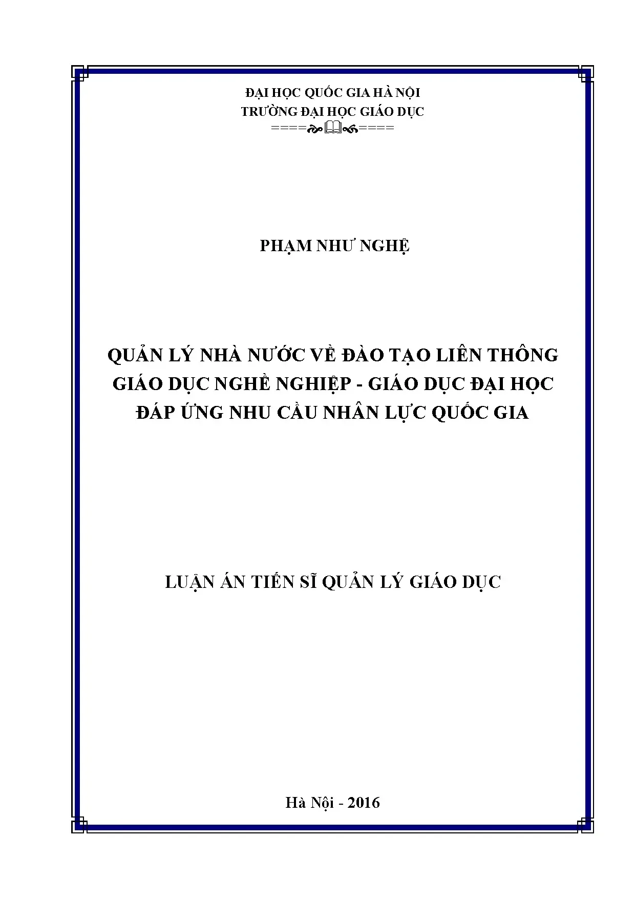 Quản lý nhà nước đào tạo liên thông GDNN-GDĐH, nhân lực quốc gia