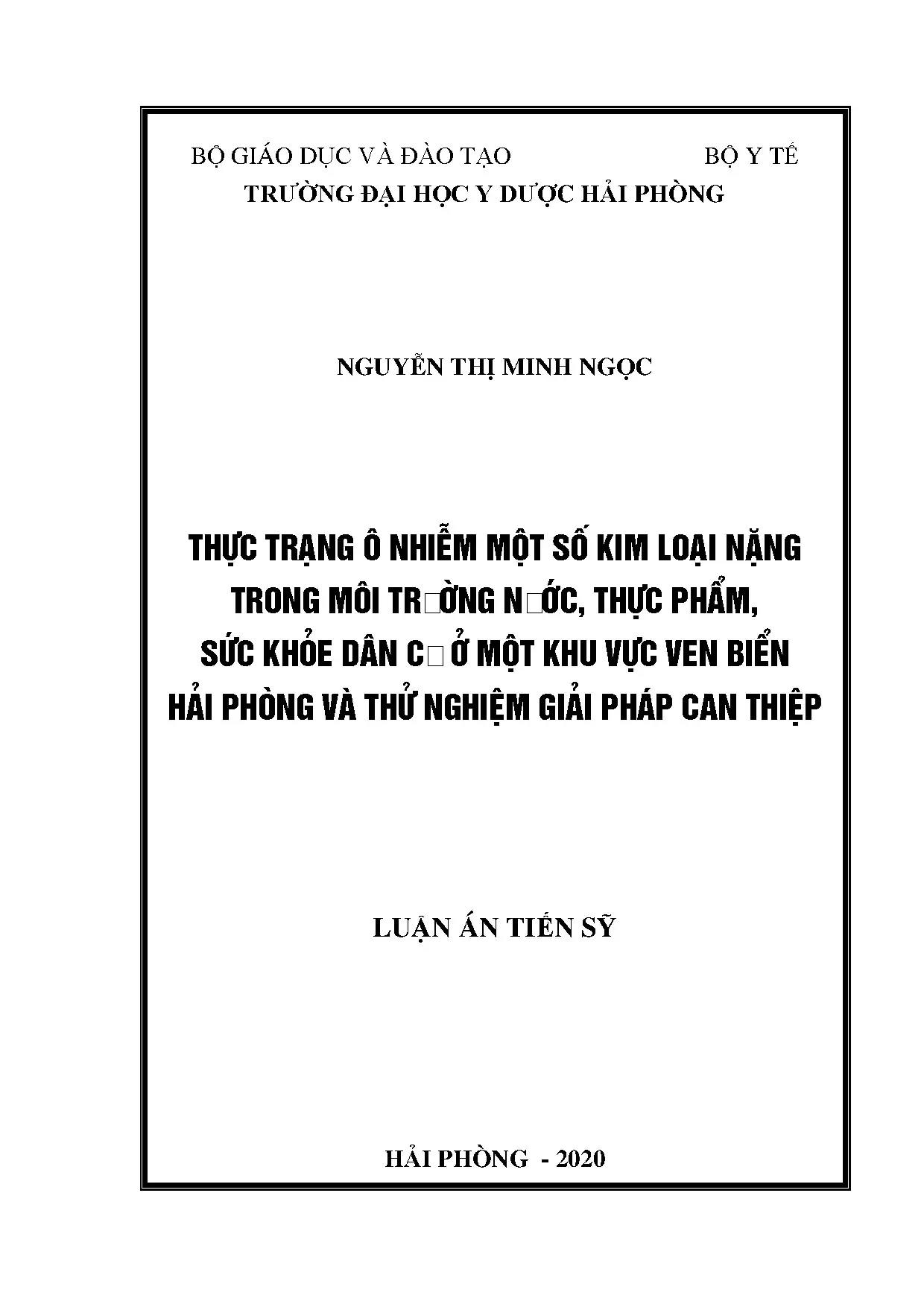 Ô nhiễm kim loại nặng trong nước và thực phẩm Hải Phòng