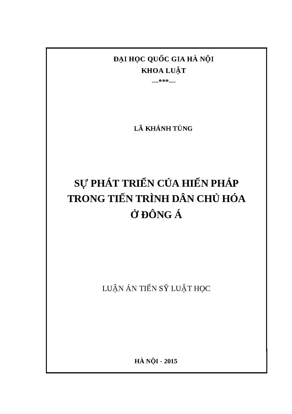 Luận án Tiến sĩ: Phát triển Hiến pháp & Dân chủ hóa Đông Á
