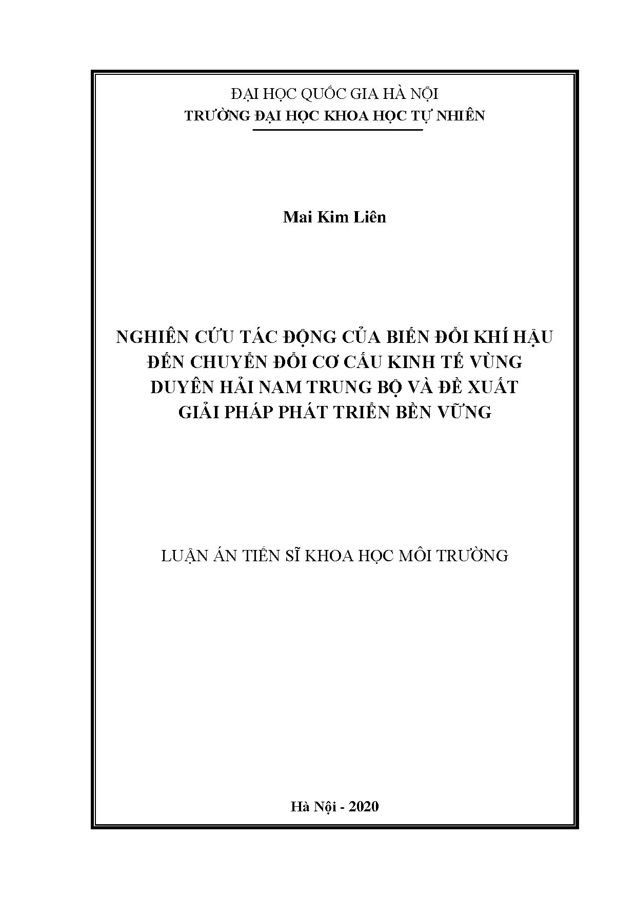 Luận án tiến sĩ nghiên cứu tác động của biến đổi khí hậu đến