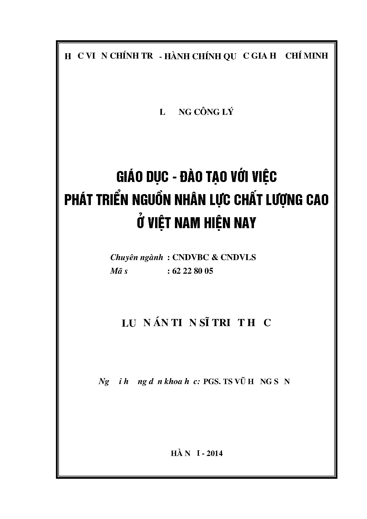 Giáo dục đào tạo phát triển nhân lực chất lượng cao ở Việt Nam