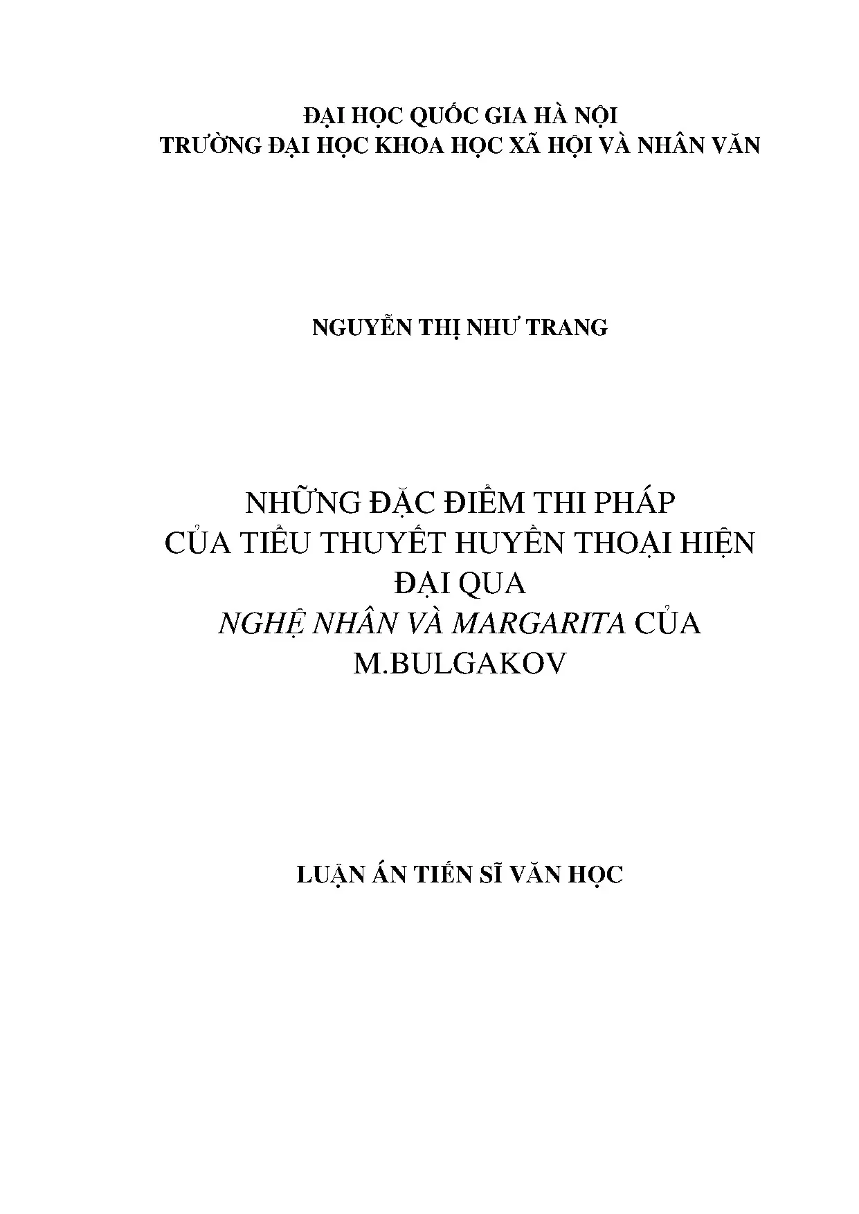 Luận án tiến sĩ những đặc điểm thi pháp của tiểu thuyết huyề