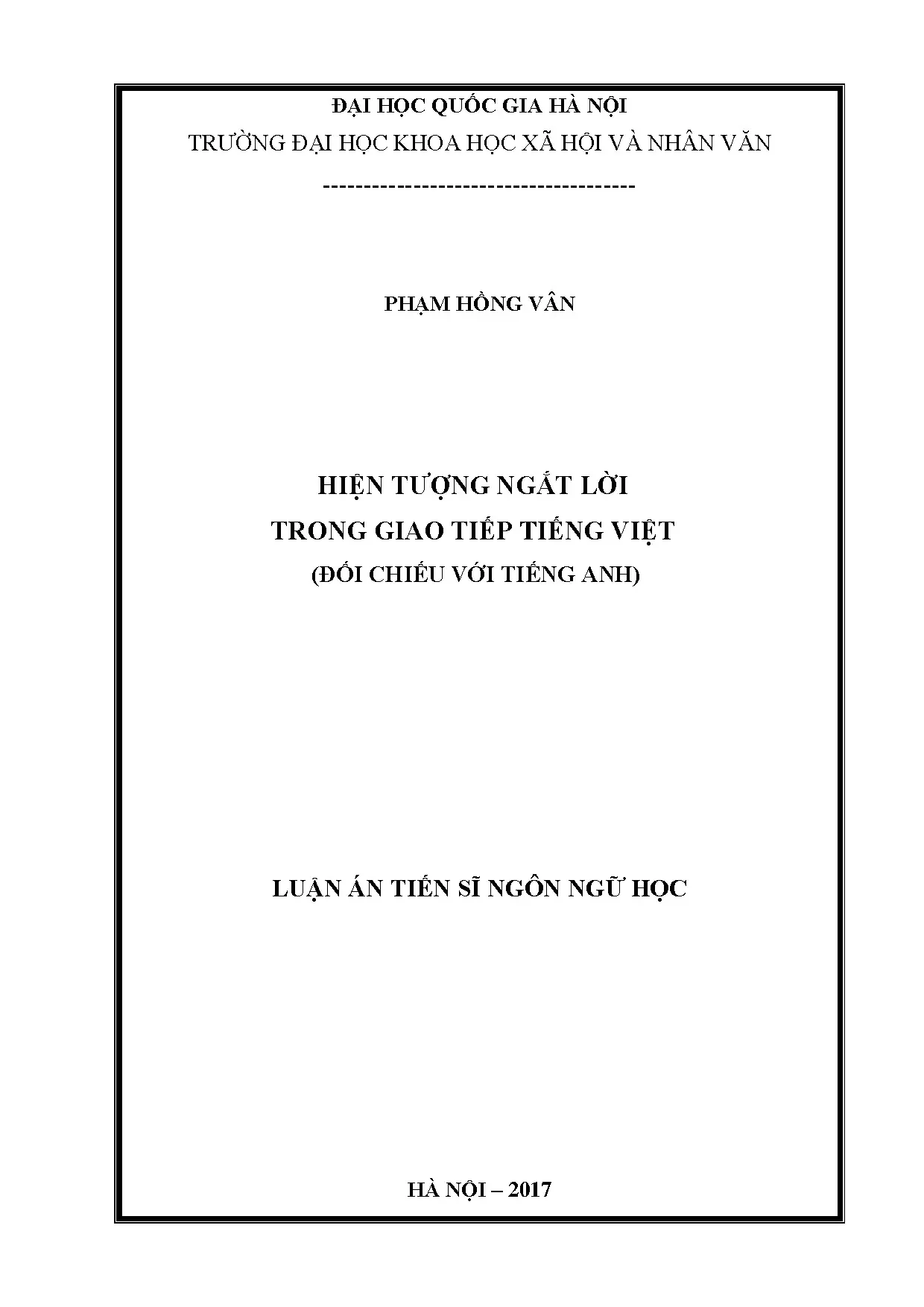 Hiện tượng ngắt lời trong giao tiếp tiếng Việt và tiếng Anh