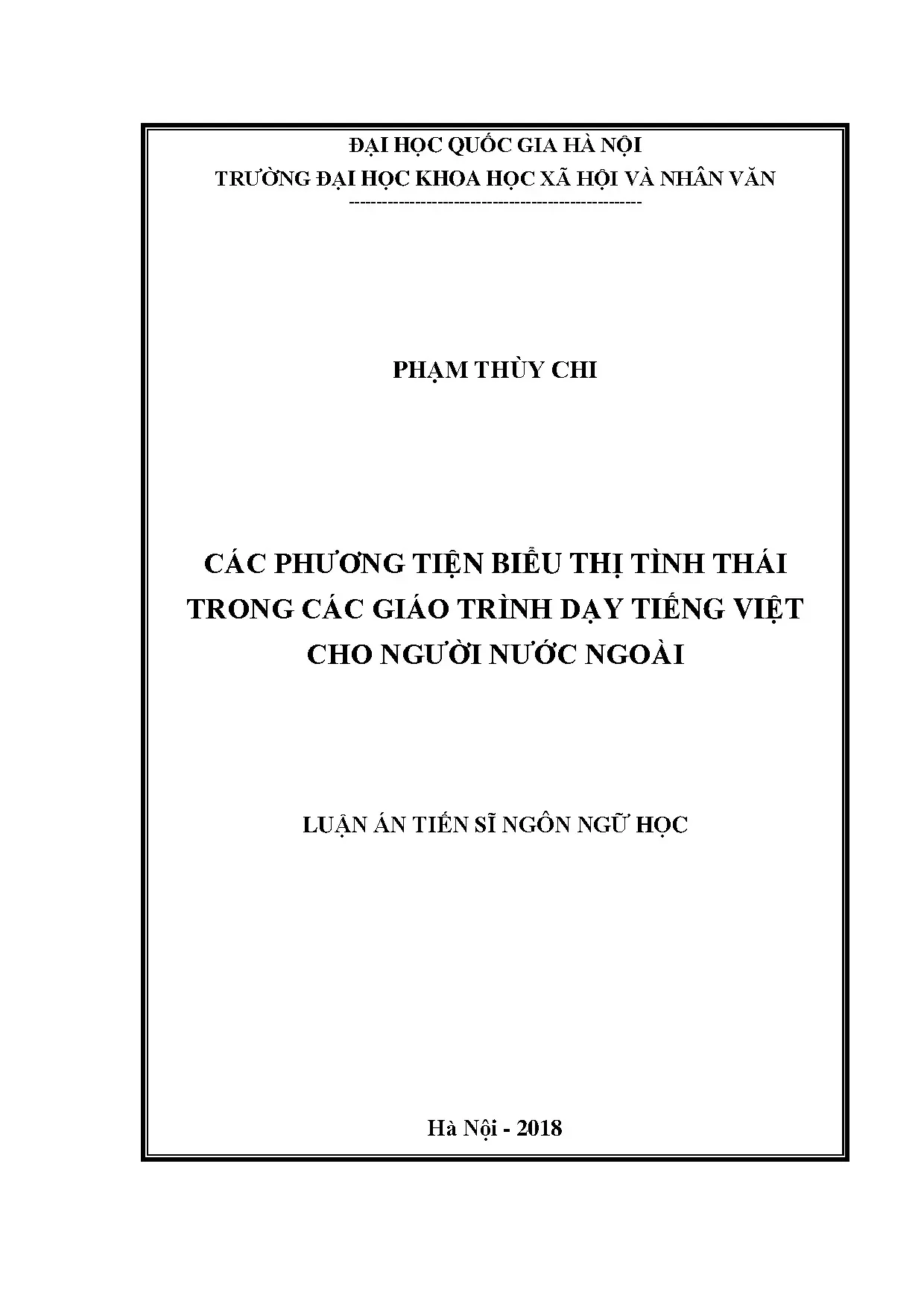 Luận án tiến sĩ các phương tiện biểu thị tình thái trong các