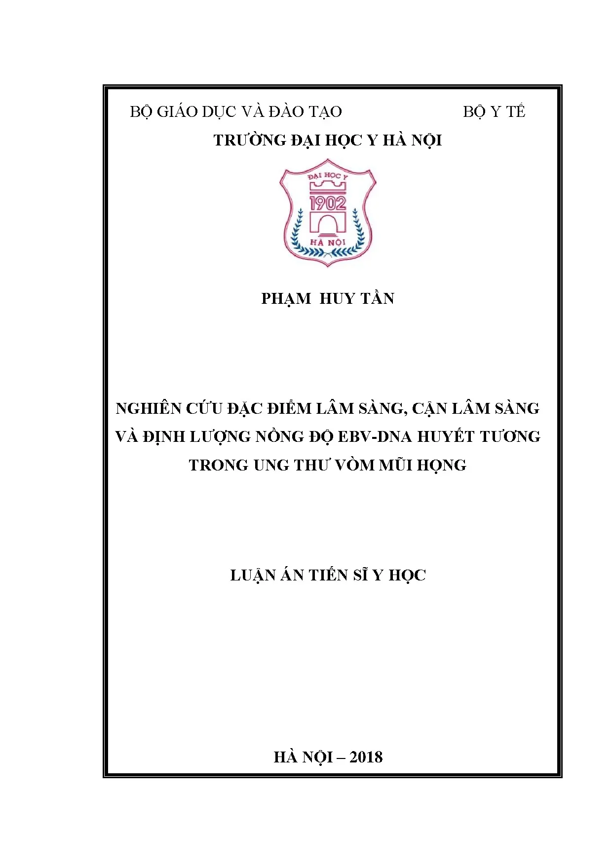 Nghiên cứu EBV DNA huyết tương trong ung thư vòm mũi họng