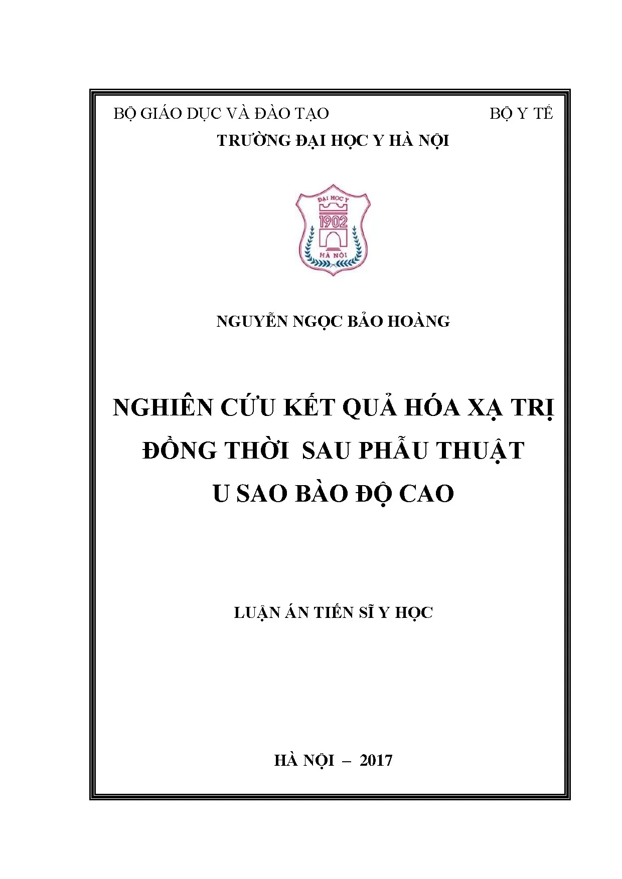 Nghiên cứu kết quả hóa xạ trị u sao bào độ cao