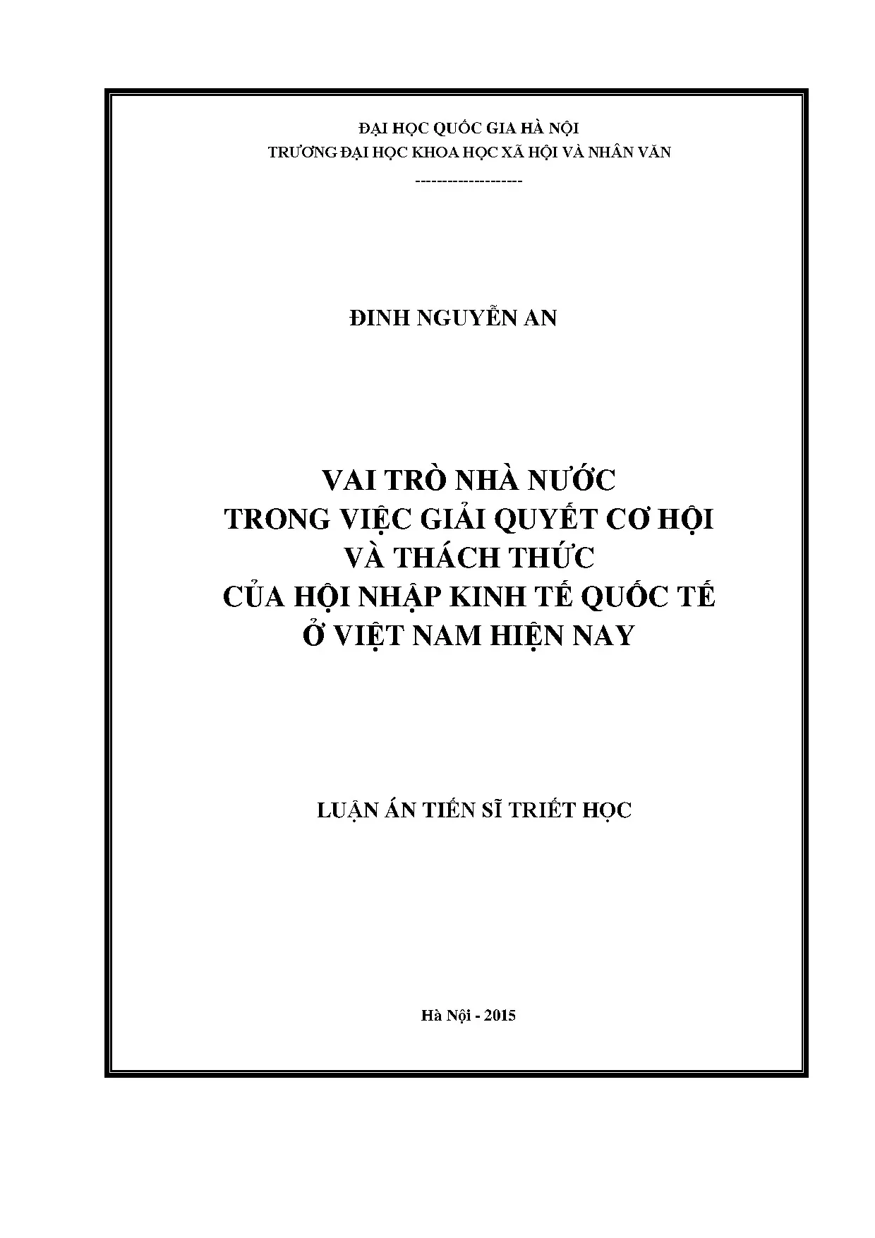 Vai trò Nhà nước giải quyết cơ hội thách thức hội nhập kinh tế Việt Nam