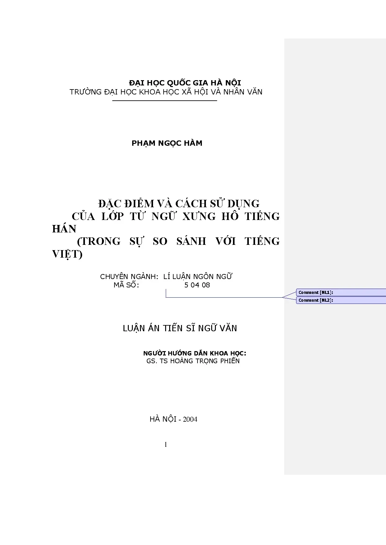 Luận án tiến sĩ đặc điểm và cách sử dụng của lớp từ ngữ xưng