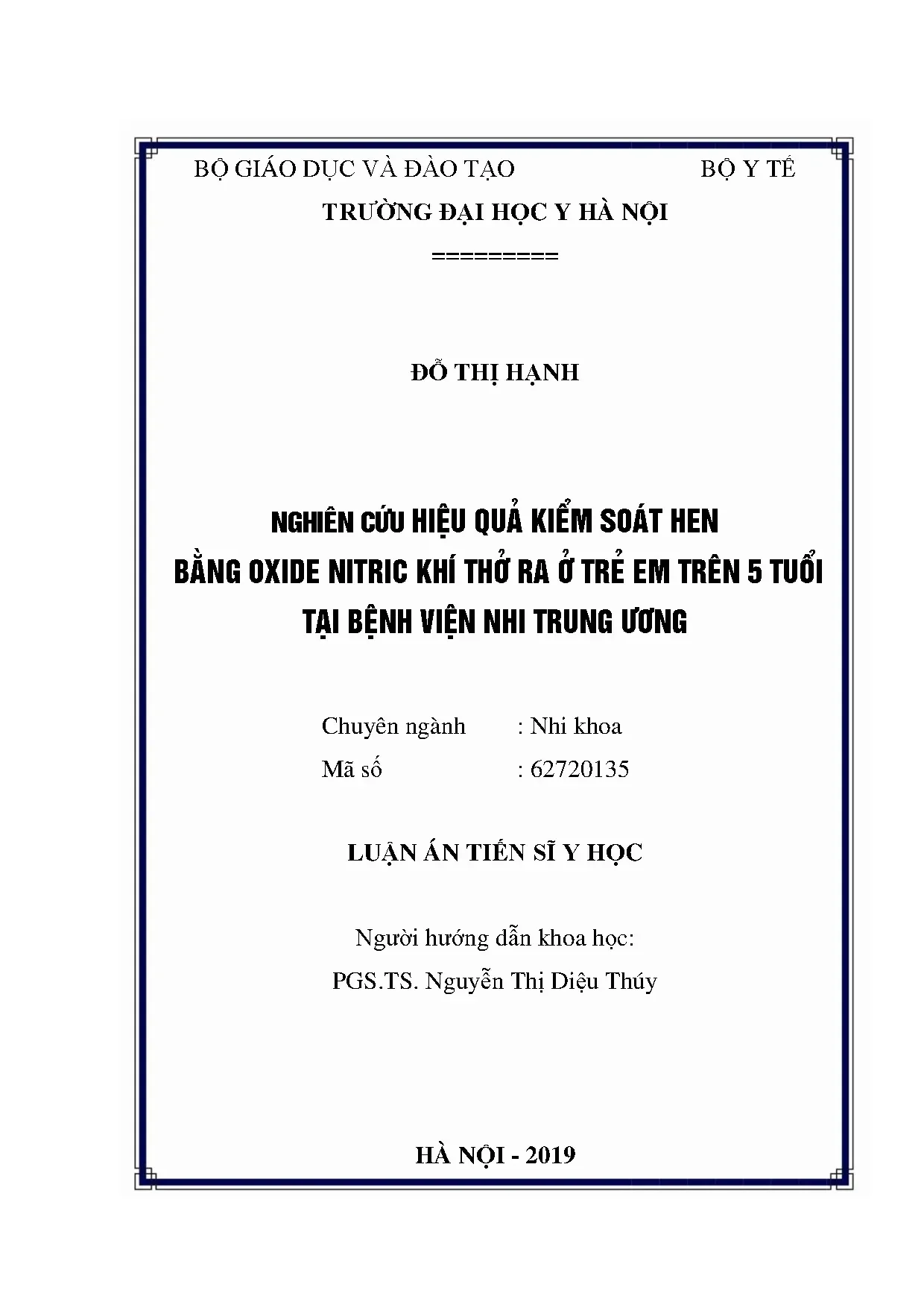 Nghiên cứu hiệu quả kiểm soát hen bằng NO ở trẻ em