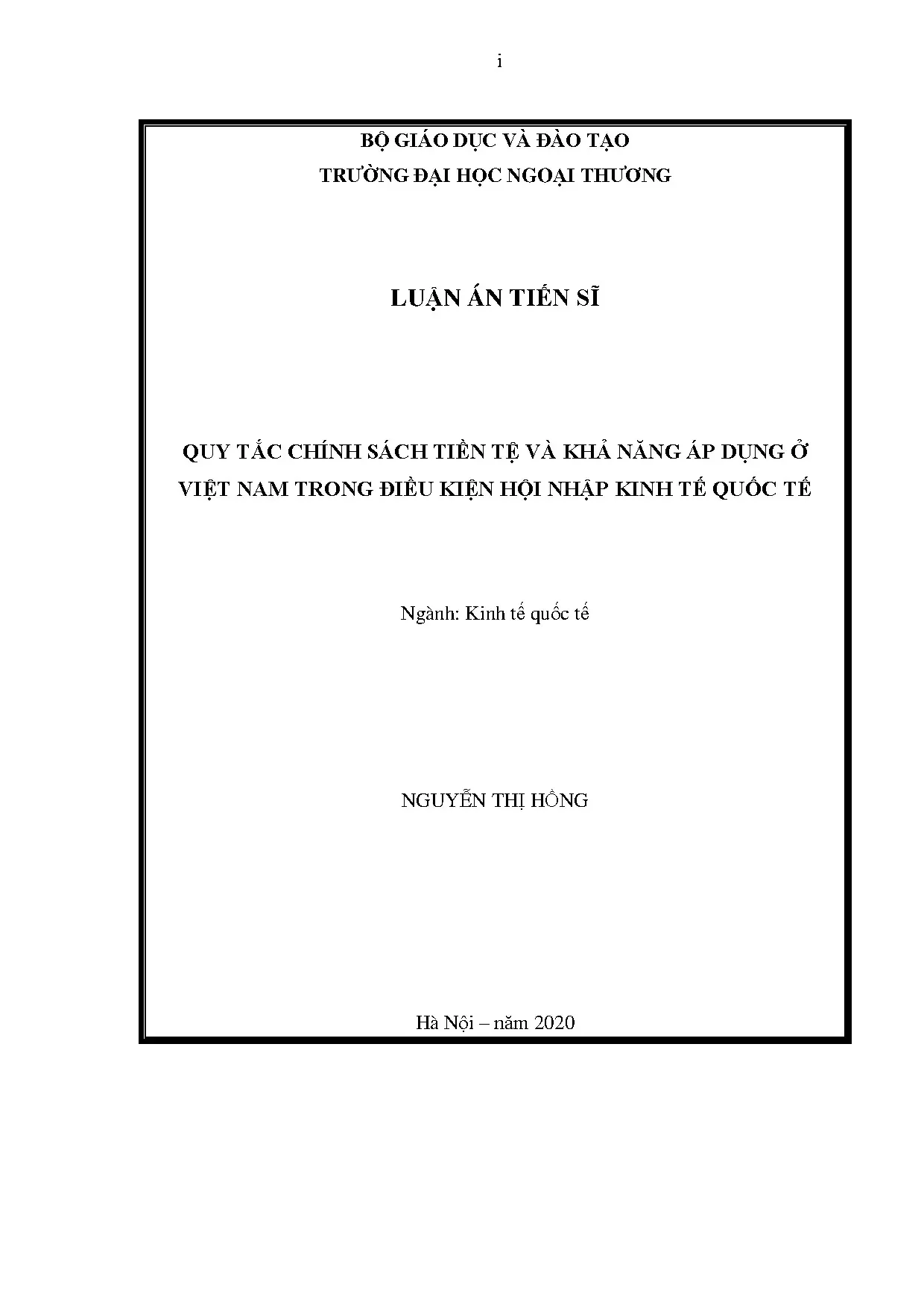 Luận án tiến sĩ quy tắc chính sách tiền tệ và khả nă