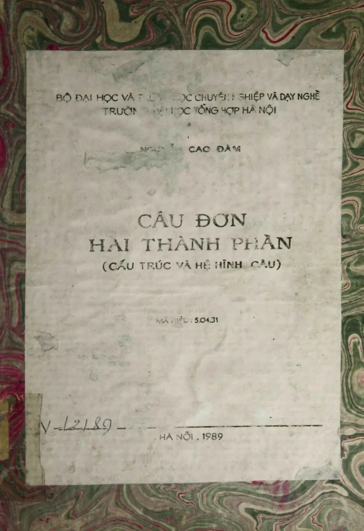 Luận án tiến sĩ câu đơn hai thành phần 5 04 31