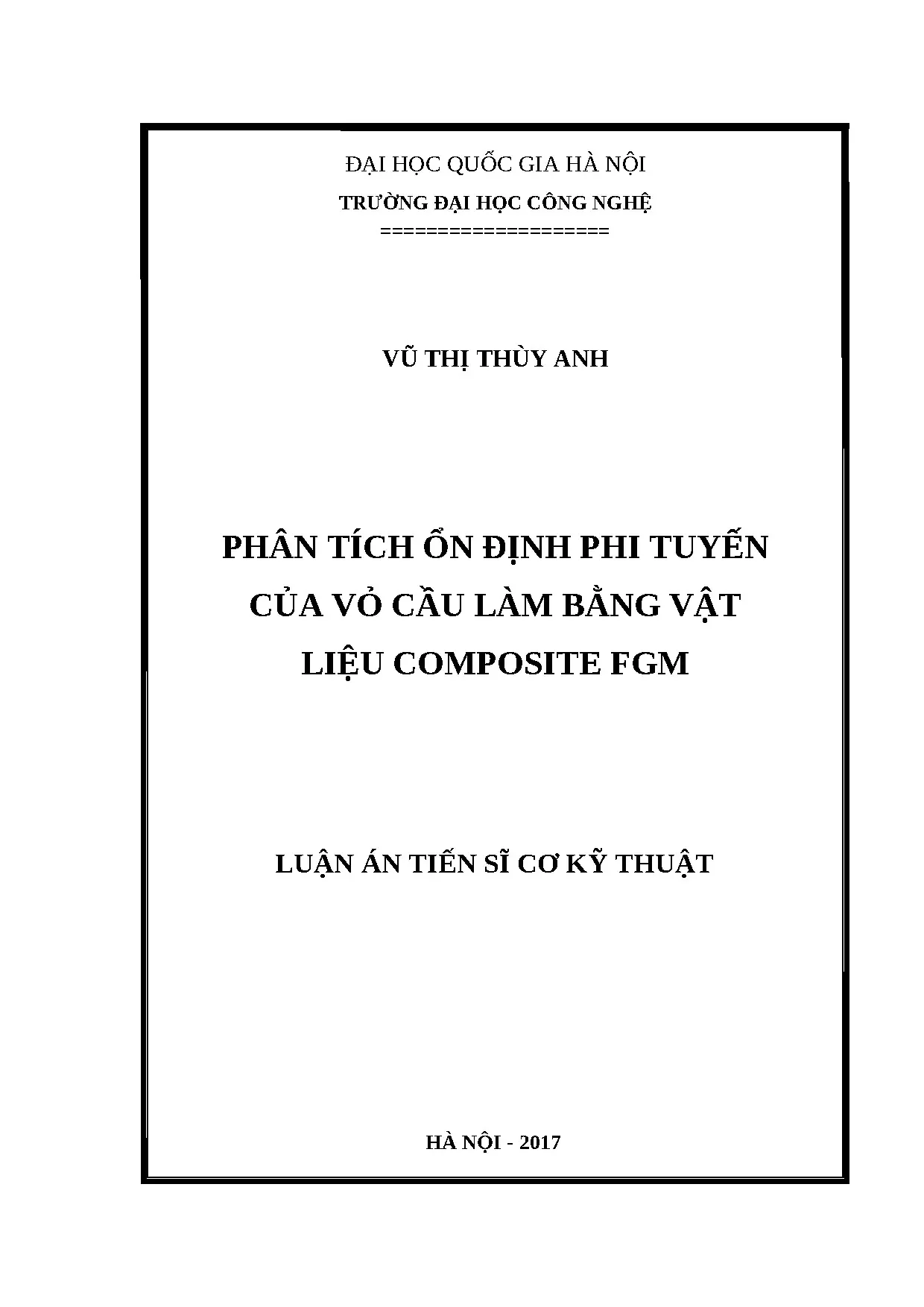 Phân tích ổn định phi tuyến vỏ cầu composite FGM và S-FGM