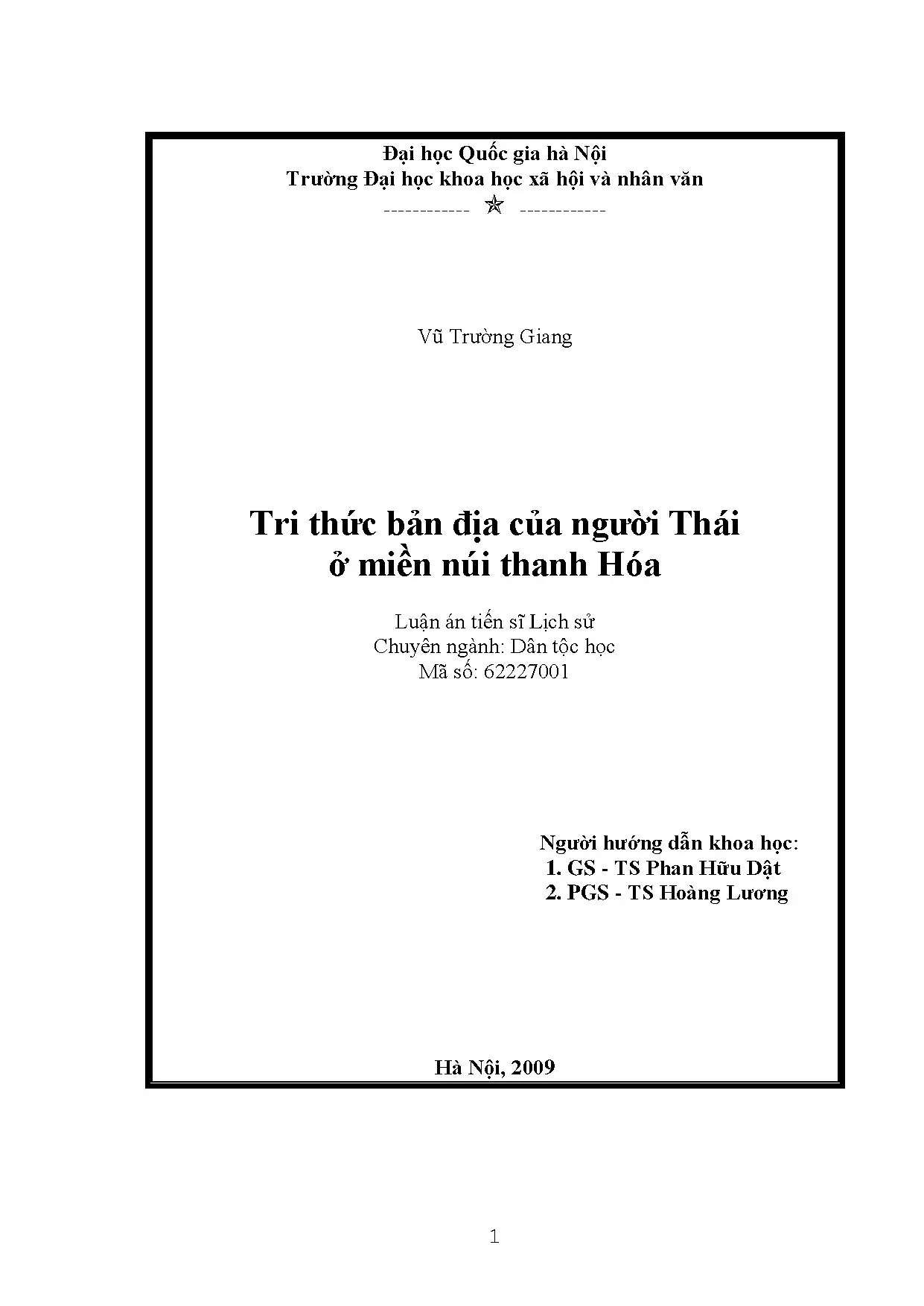 Luận án tiến sĩ tri thức bản địa của người thái ở miền núi t