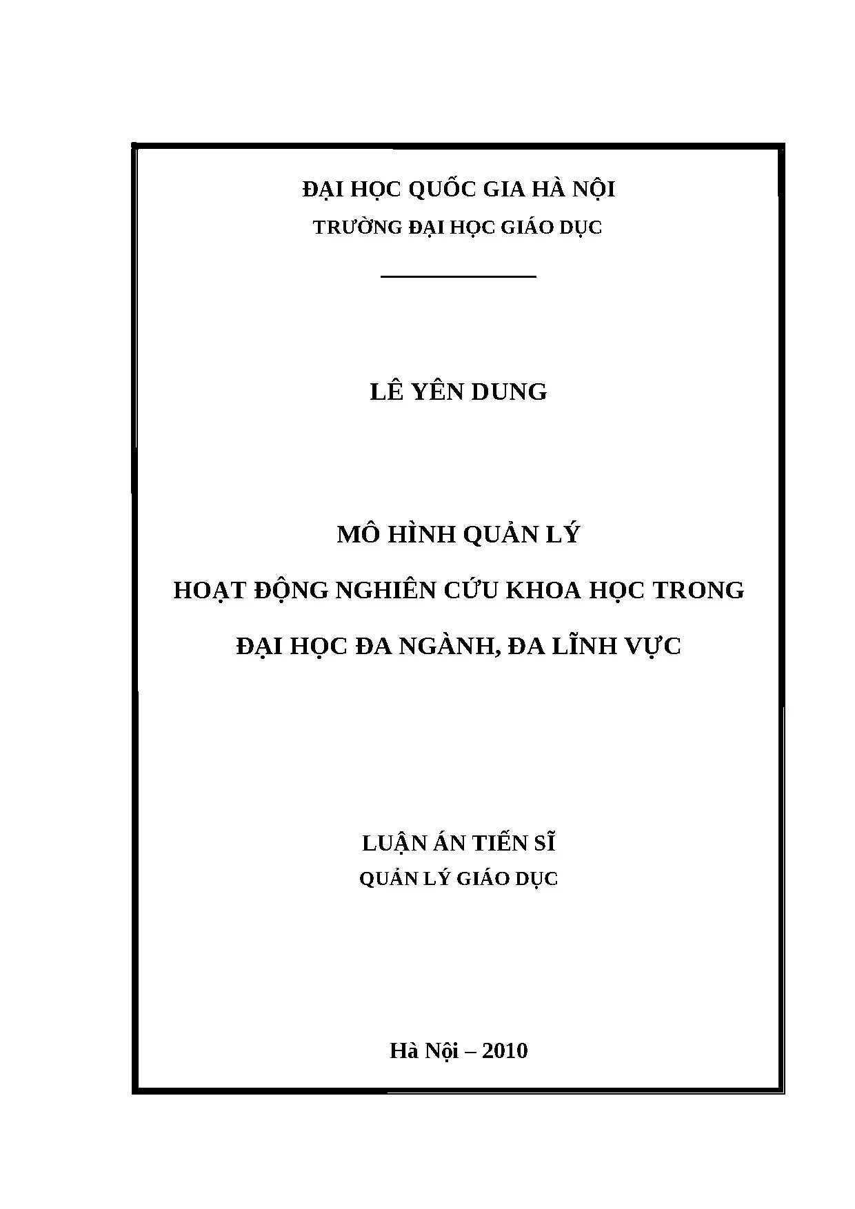 Mô hình quản lý nghiên cứu khoa học trong đại học