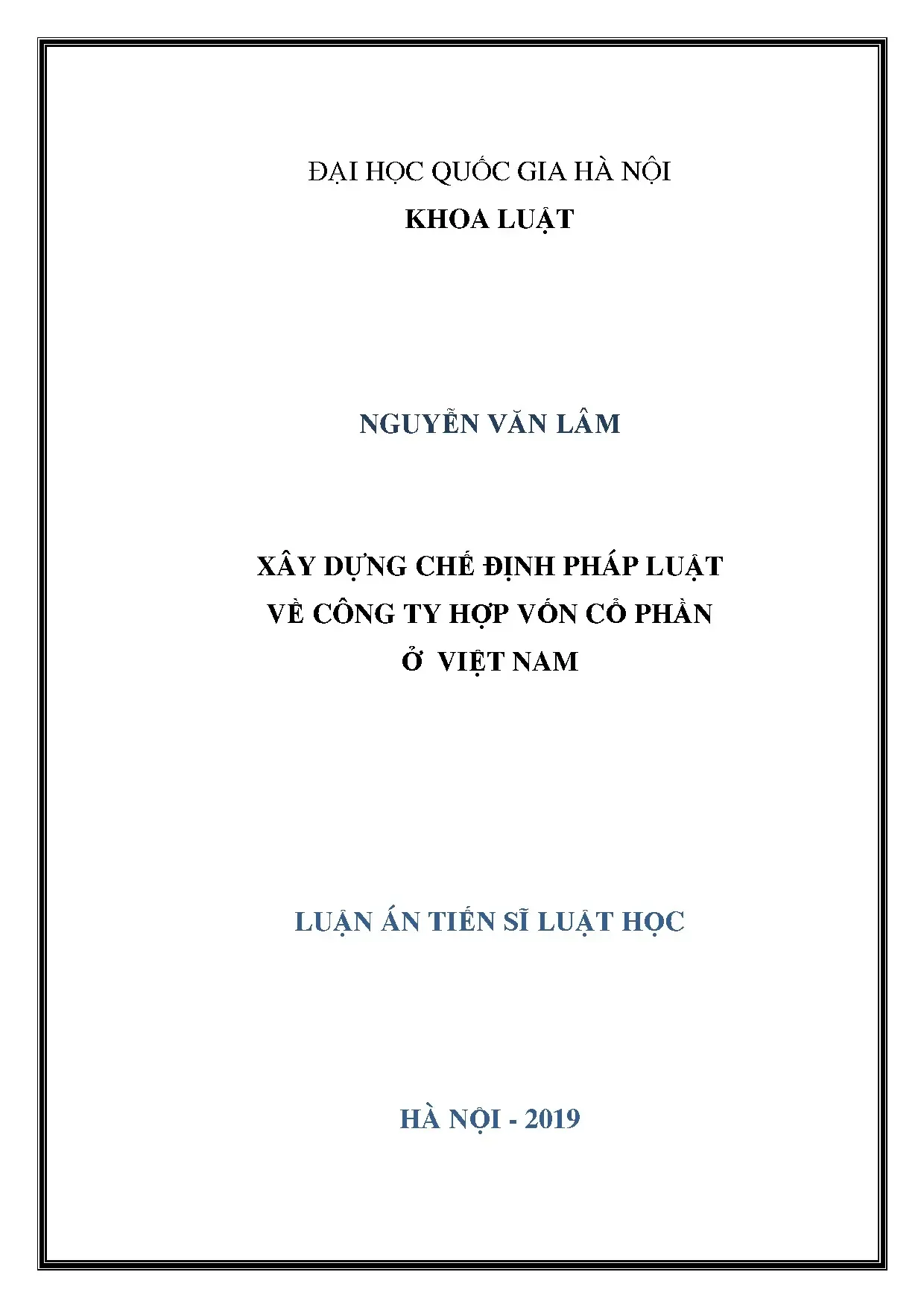 Luận án tiến sĩ xây dựng chế định pháp luật về công ty hợp v