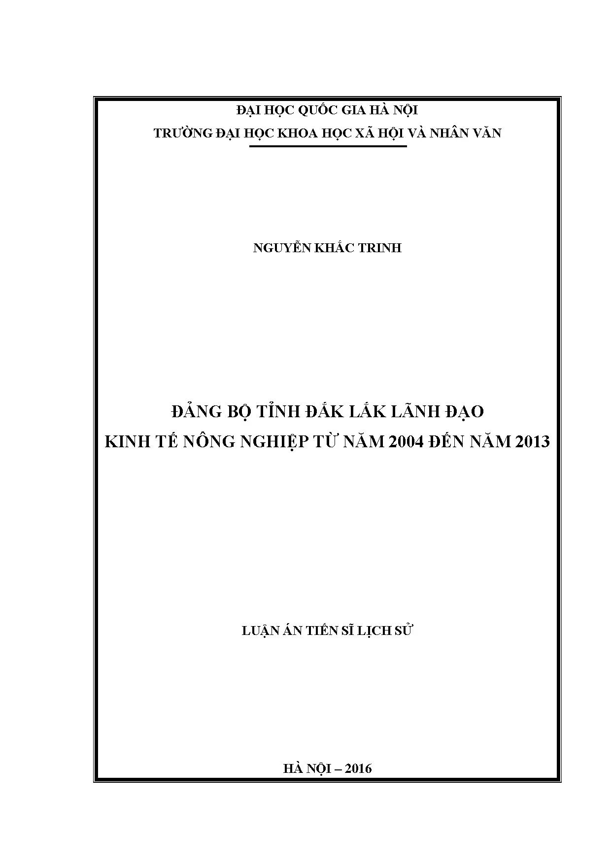 Đảng bộ Đắk Lắk lãnh đạo kinh tế nông nghiệp 2004-2013