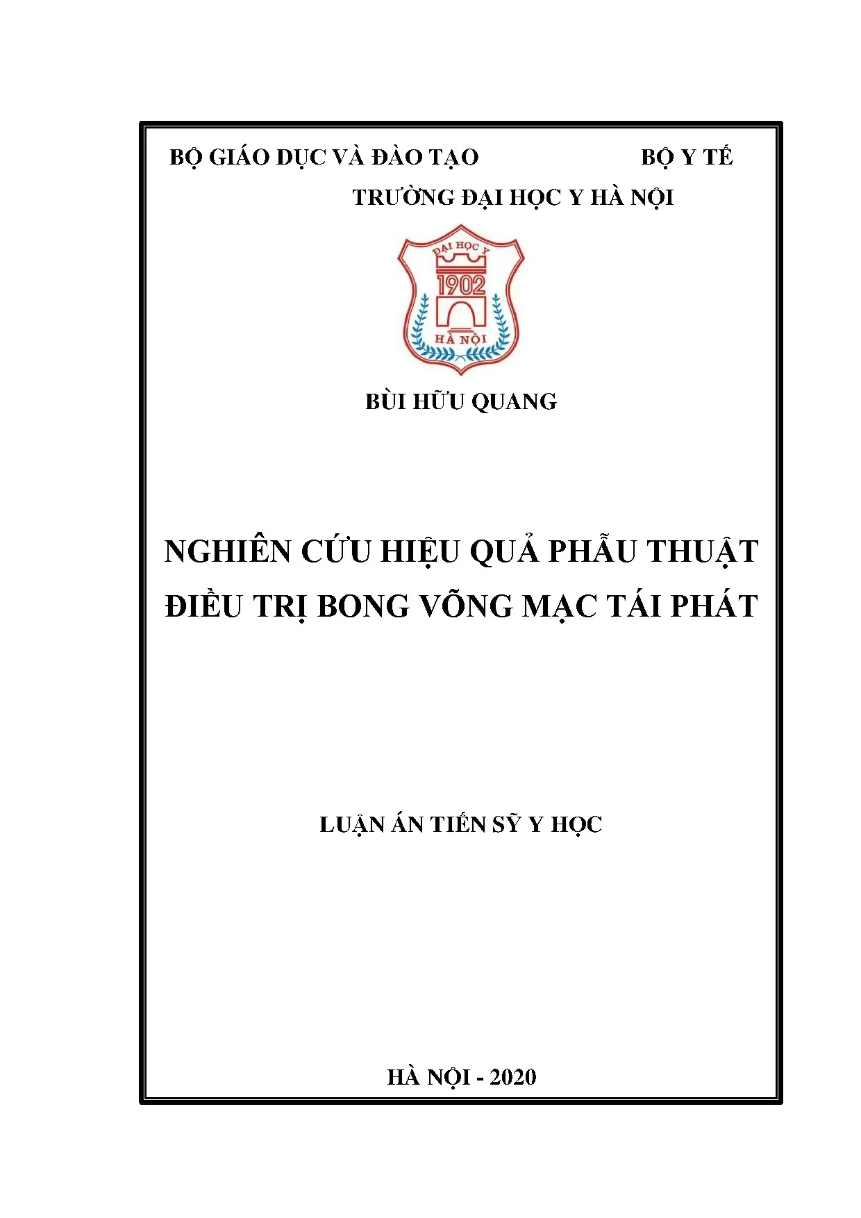 Luận án tiến sĩ nghiên cứu hiệu quả phẫu thuật điều trị bong