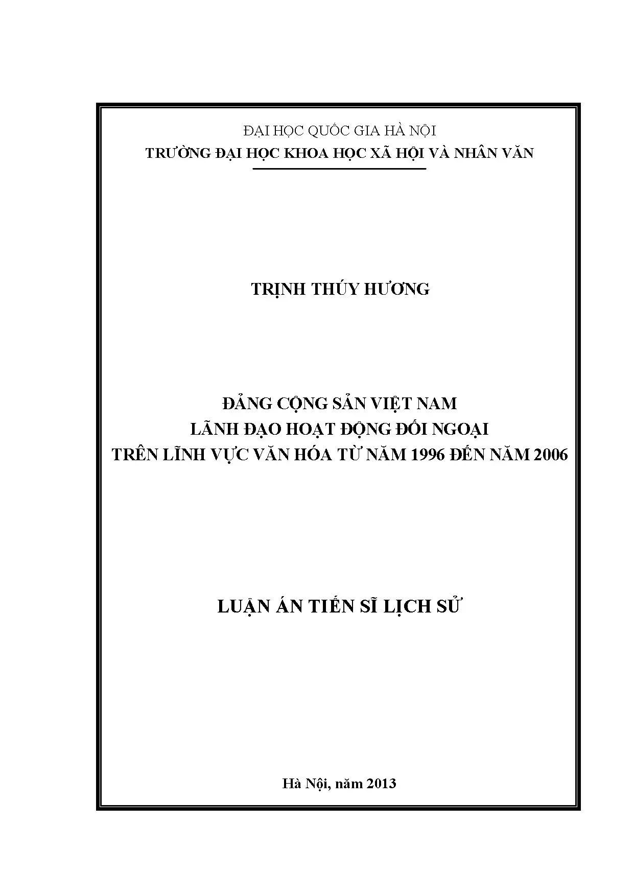 ĐCSVN lãnh đạo hoạt động đối ngoại văn hóa 1996-2006