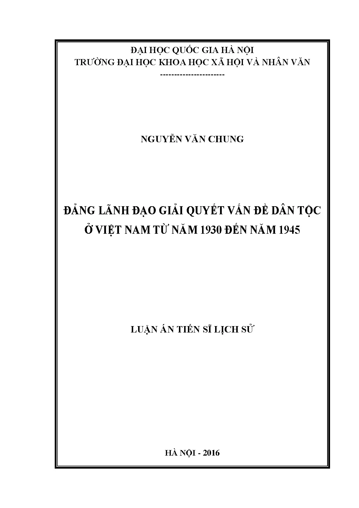 Luận án tiến sĩ đảng lãnh đạo giải quyết vấn đề dân tộc ở vi
