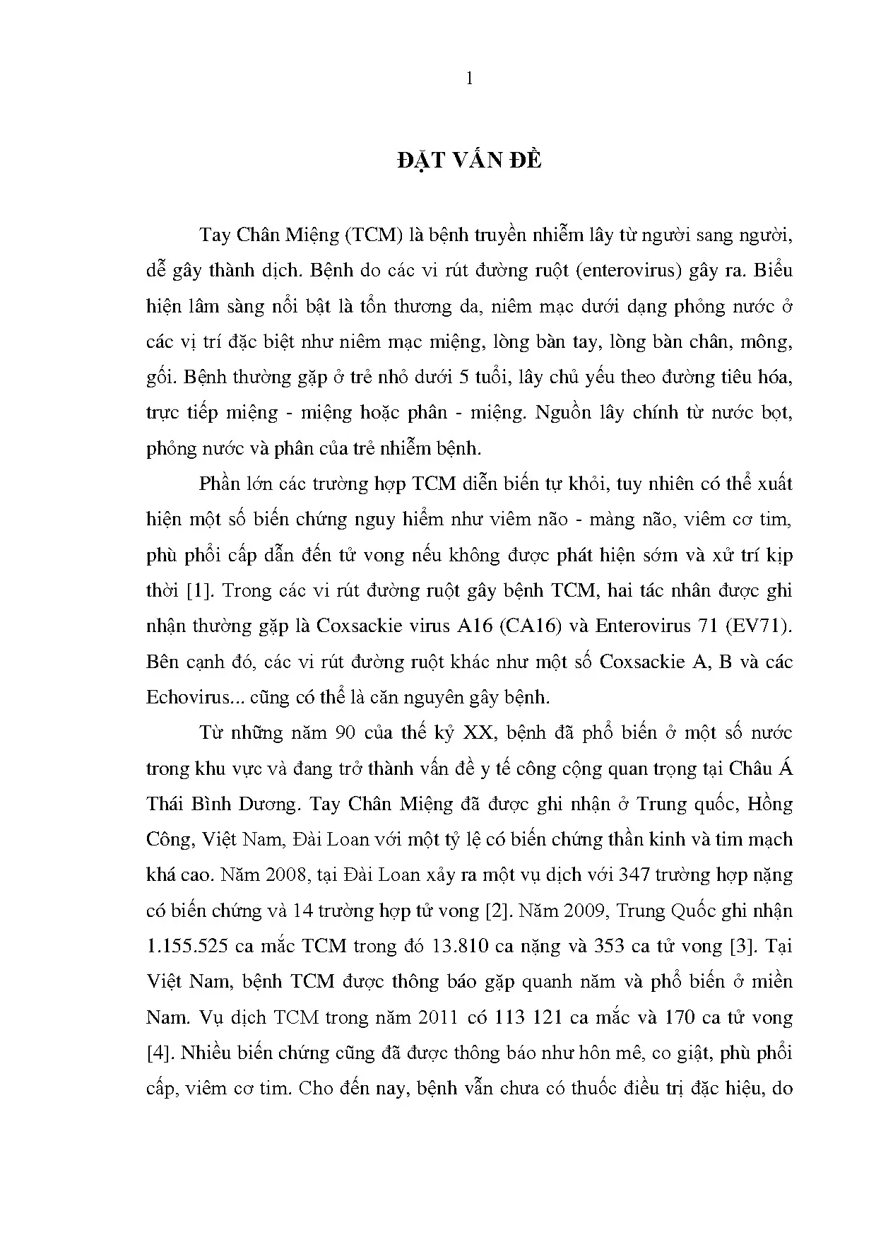 Đặc điểm lâm sàng, căn nguyên virus Tay Chân Miệng Việt Nam