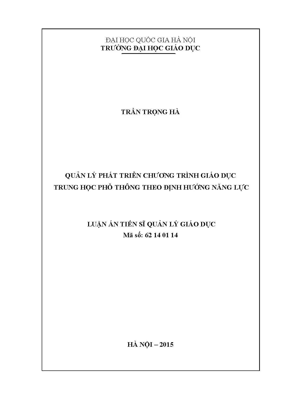 Luận án tiến sĩ quản lý phát triển chương trình giáo dục tru