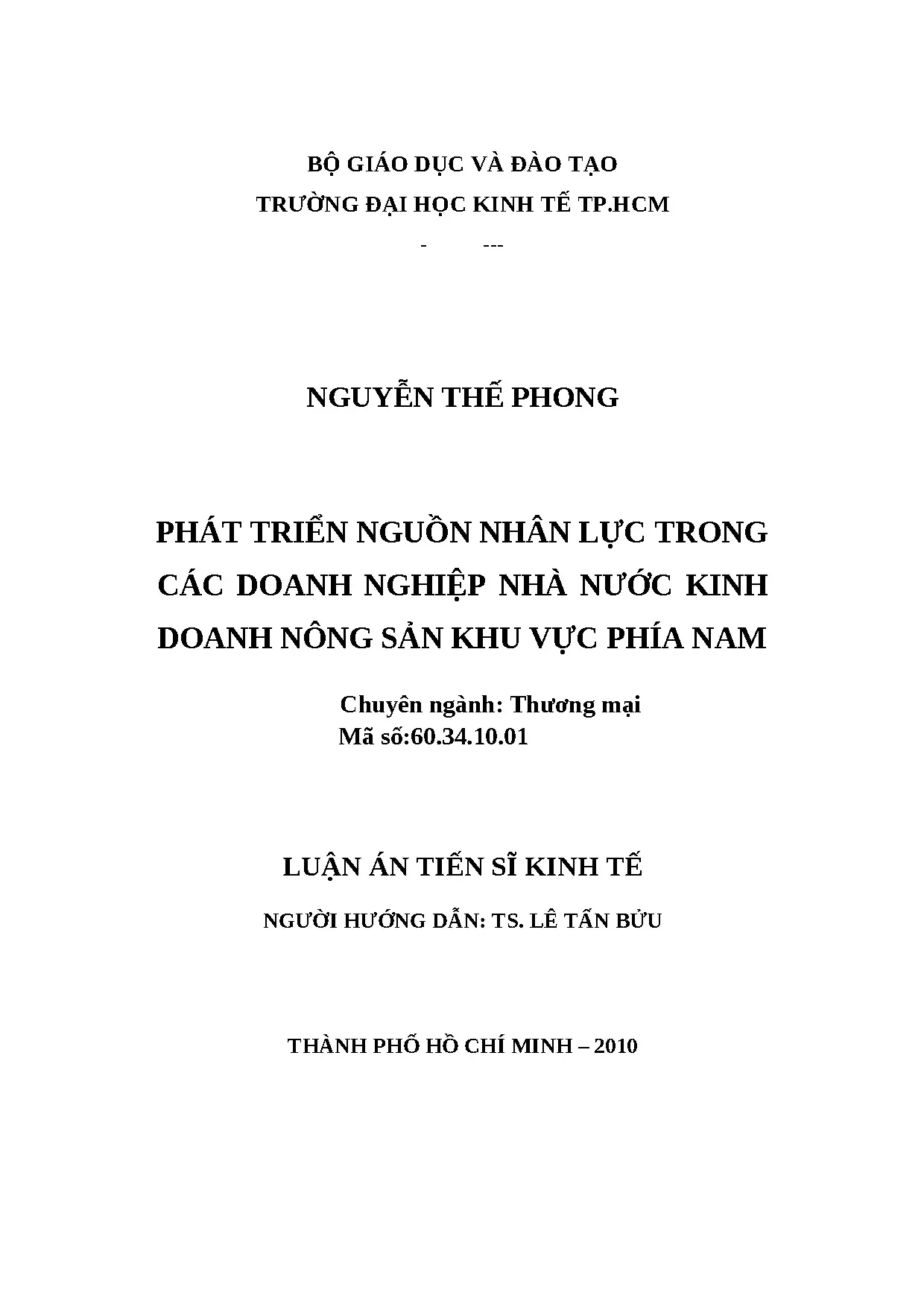 Phát triển NNL DNNN kinh doanh nông sản phía Nam