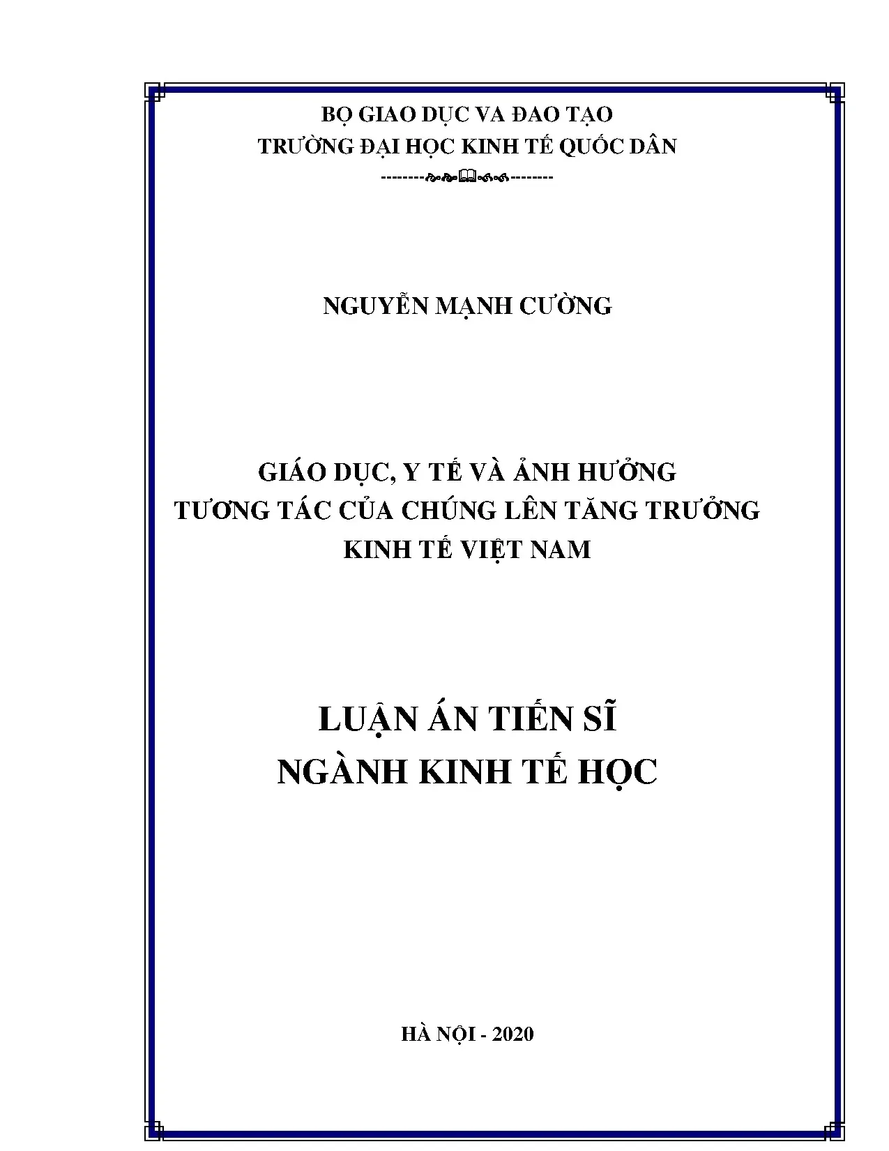 Ảnh hưởng của Giáo dục, Y tế lên Tăng trưởng Kinh tế Việt Nam