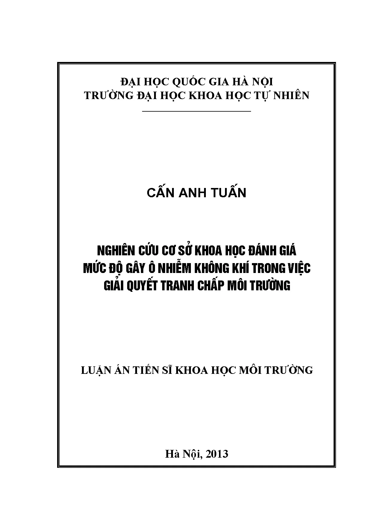 Luận án tiến sĩ nghiên cứu cơ sở khoa học đánh giá mức độ gâ