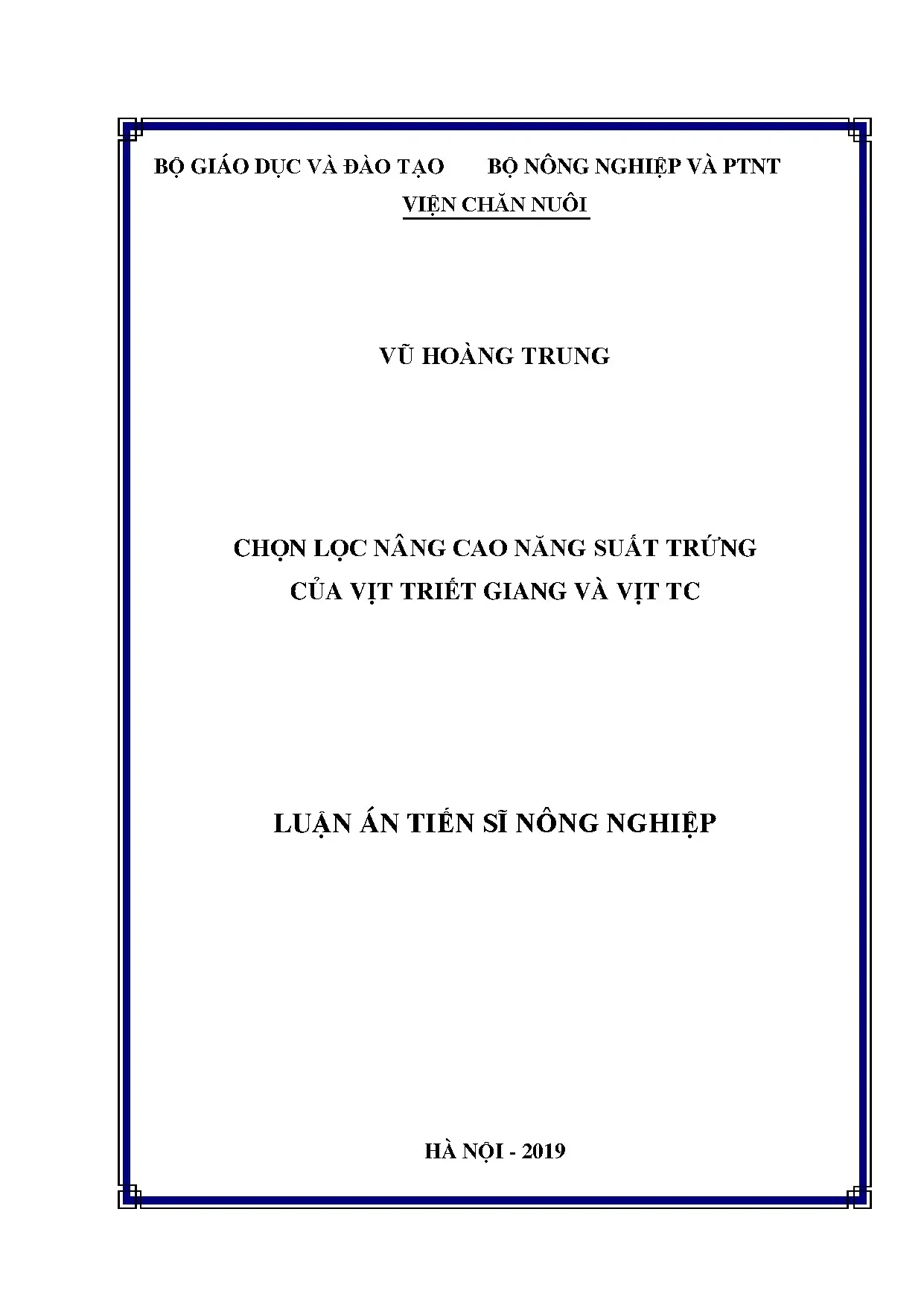 Nâng cao năng suất trứng vịt Triết Giang và TC