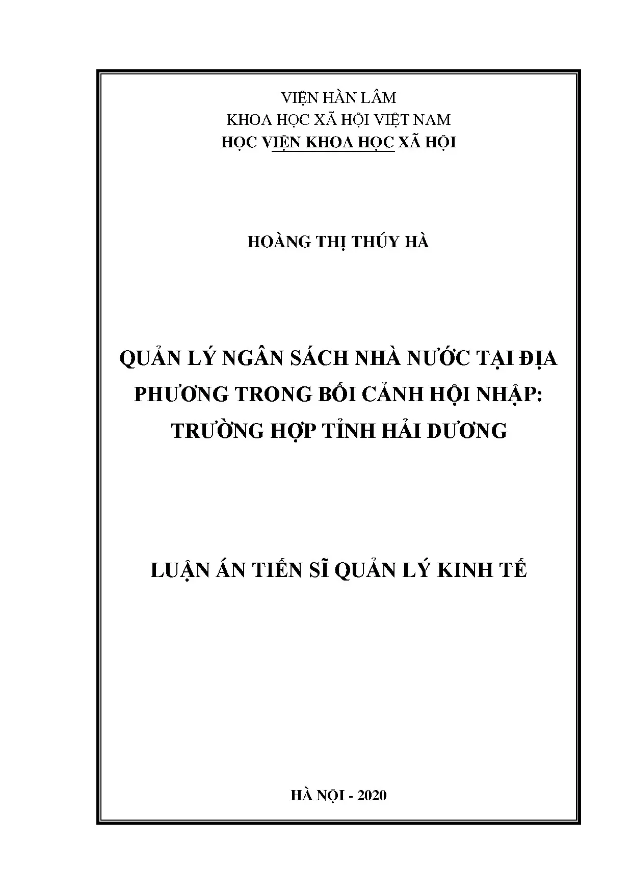 Quản lý NSNN địa phương Hải Dương: Bối cảnh hội nhập