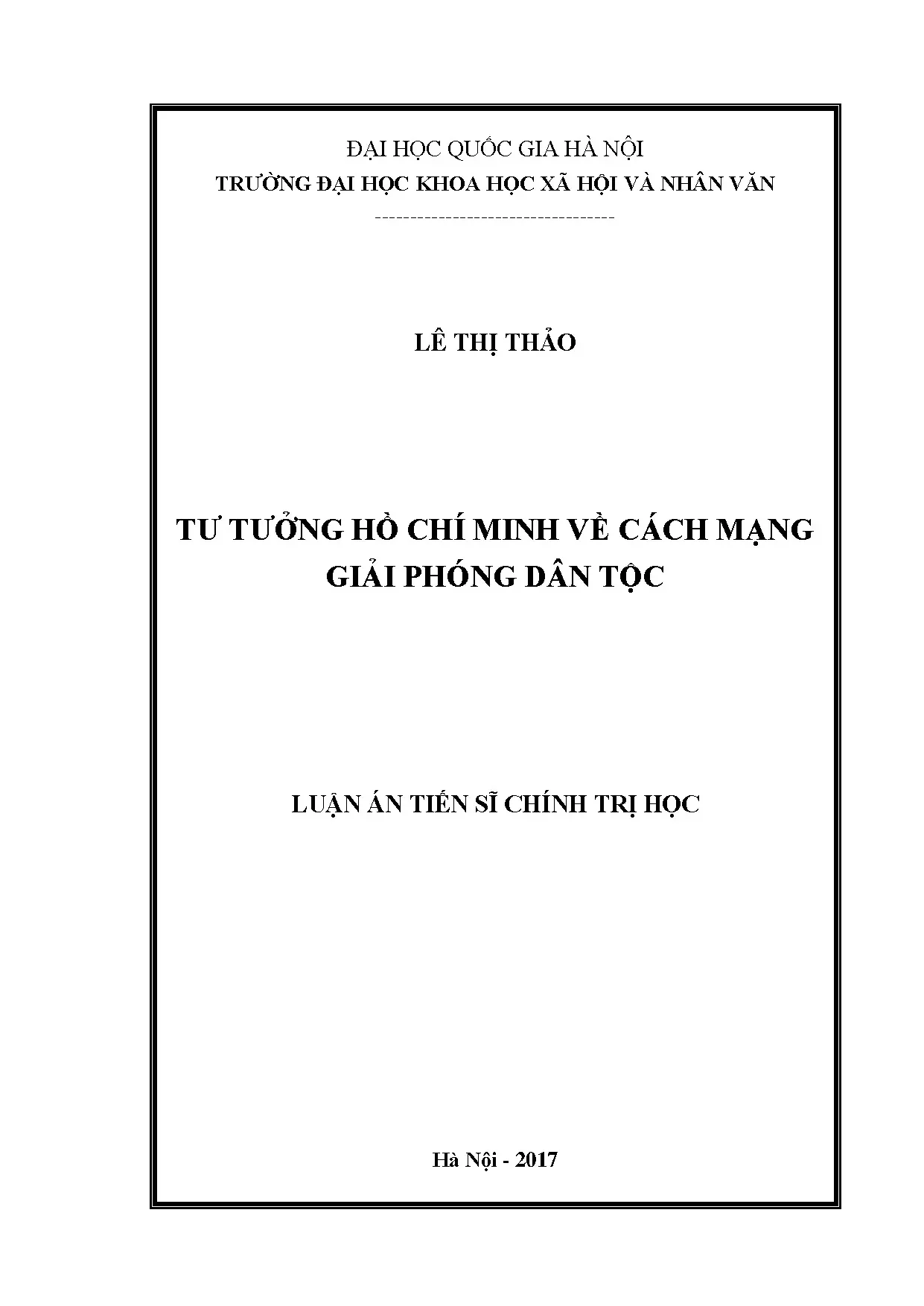 Luận án tiến sĩ tư tưởng hồ chí minh về cách mạng giải phòng