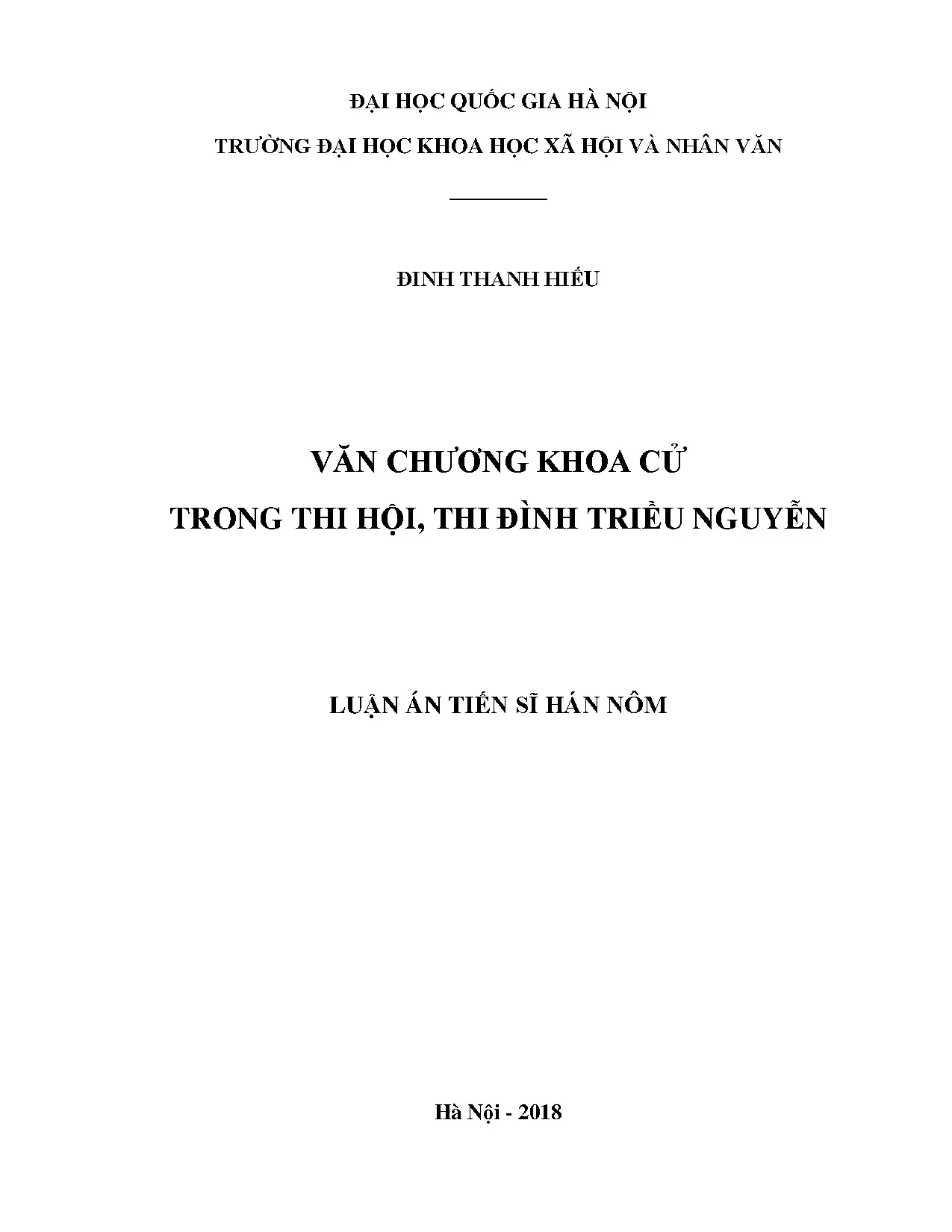 Văn chương khoa cử triều Nguyễn - Luận án tiến sĩ