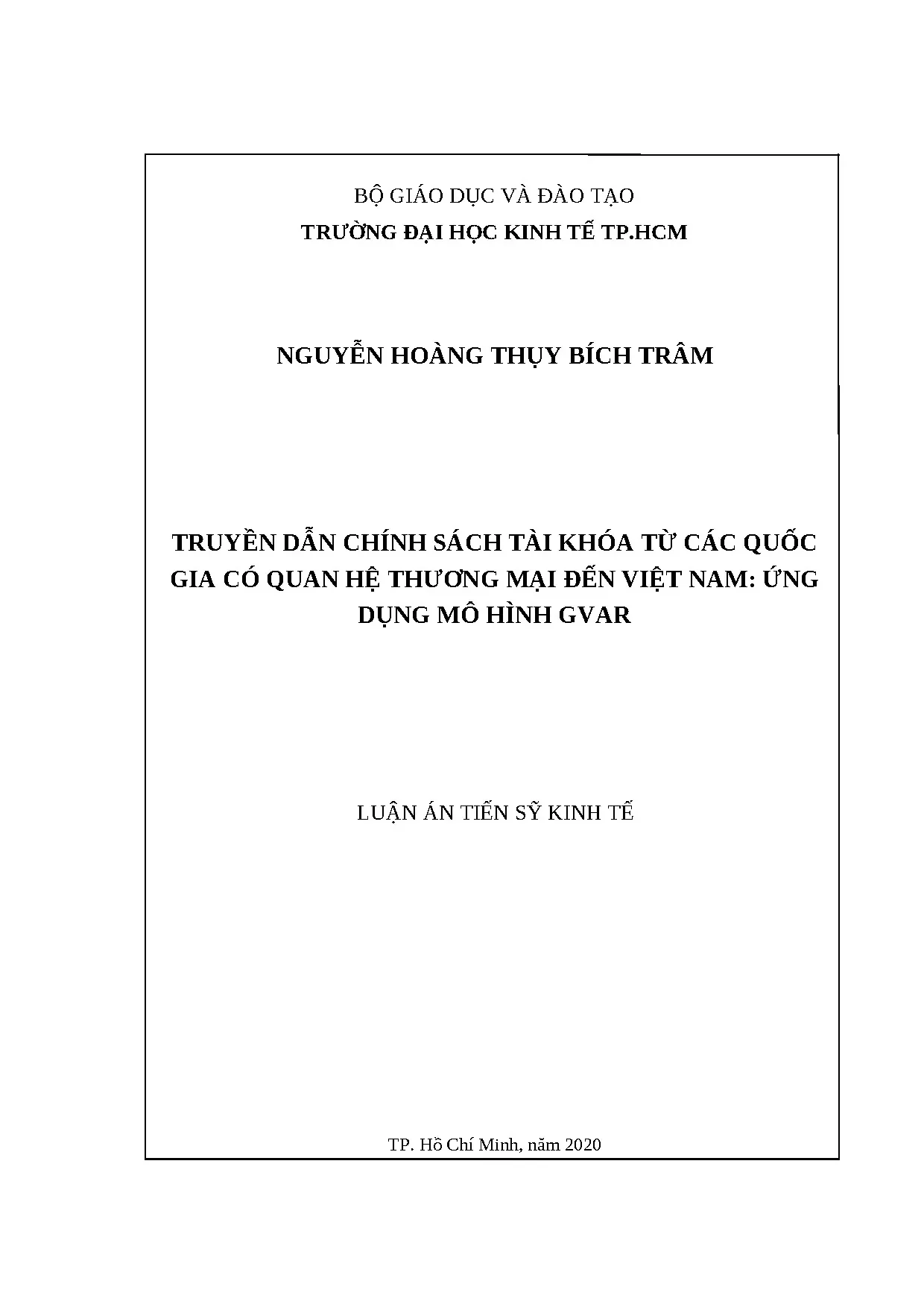 Truyền dẫn chính sách tài khóa đến Việt Nam qua GVAR